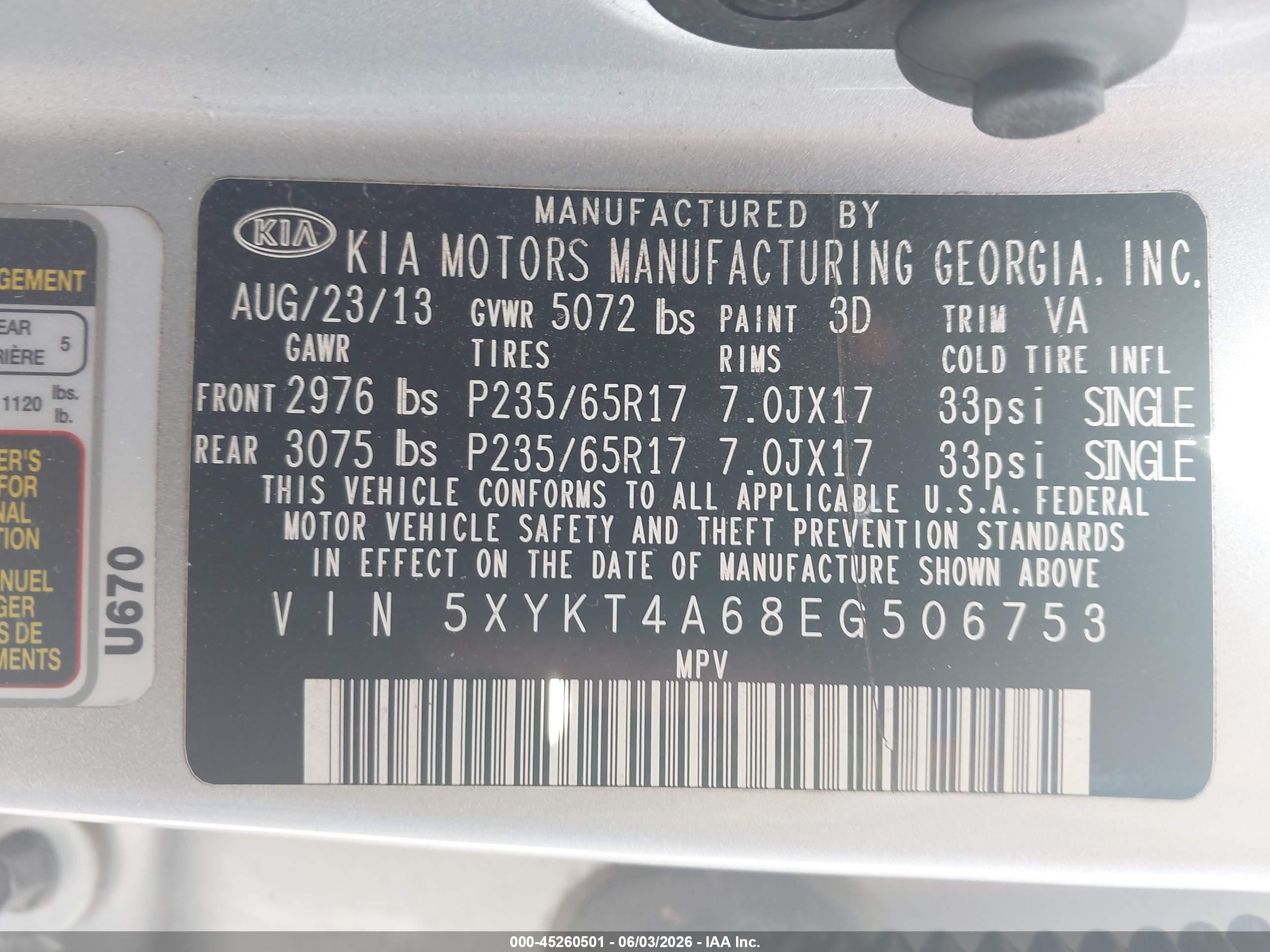 2014 Kia Sorento Lx Silver vin: 5XYKT4A68EG506753