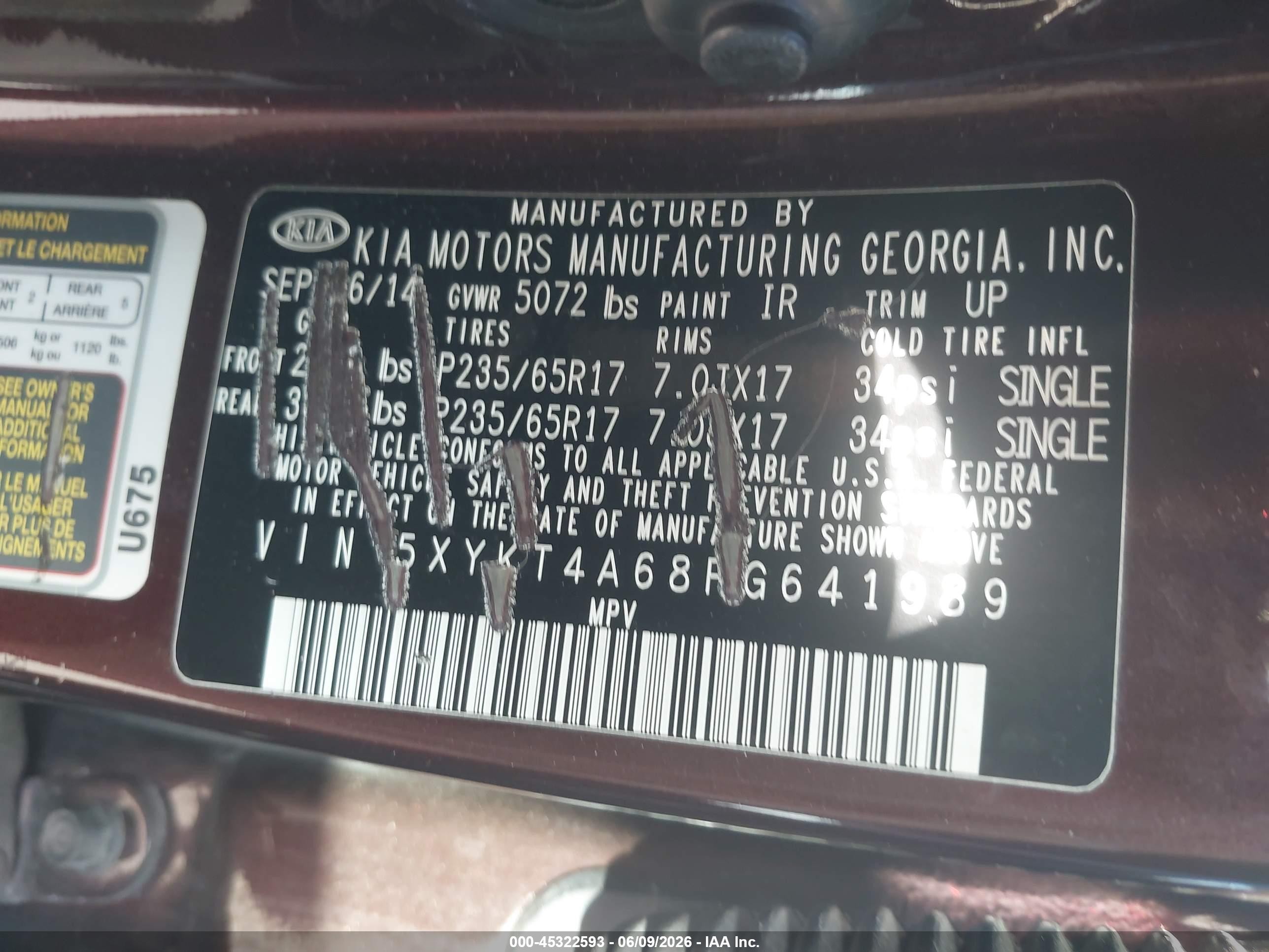 2015 Kia Sorento Lx Burgundy vin: 5XYKT4A68FG641989