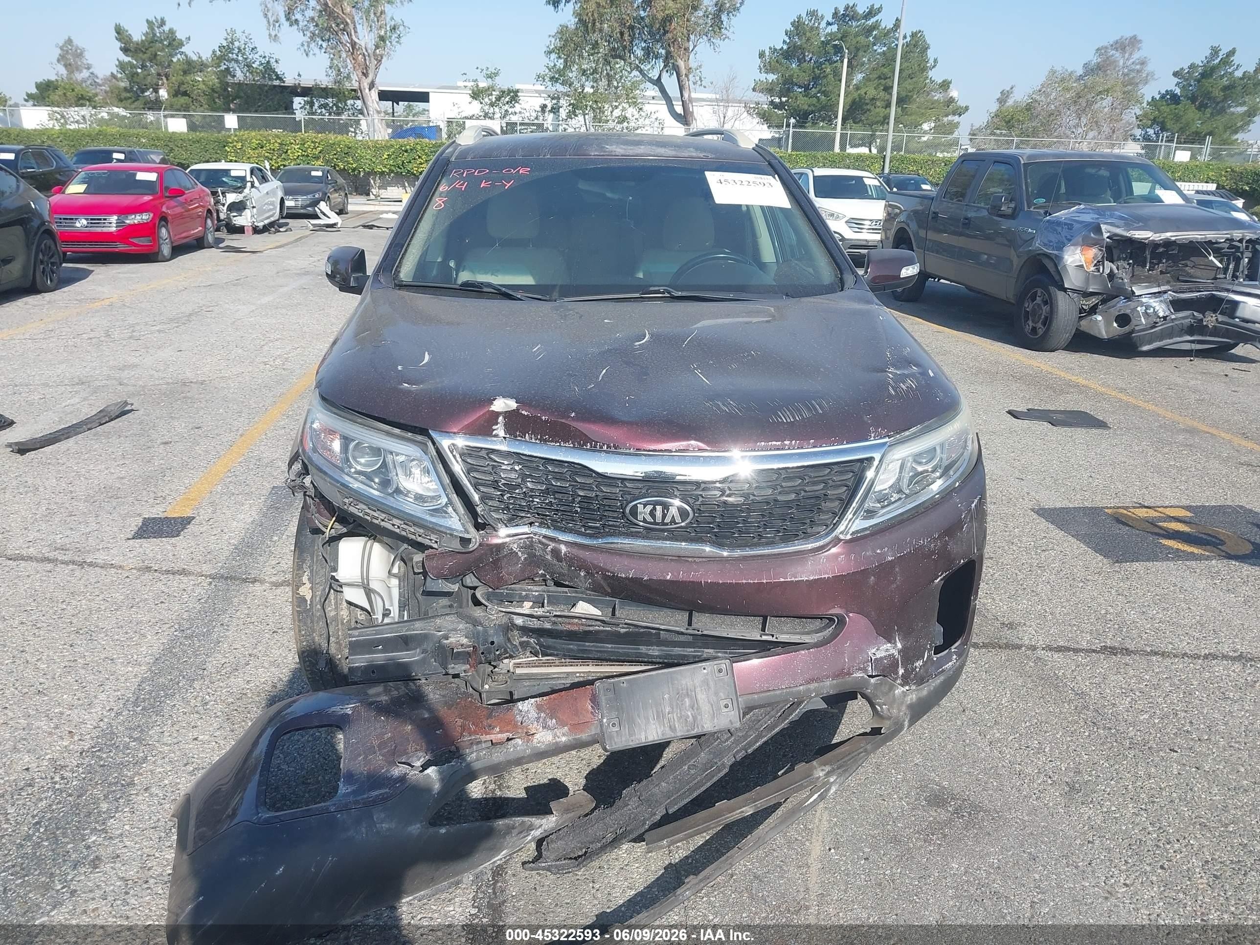 2015 Kia Sorento Lx Burgundy vin: 5XYKT4A68FG641989