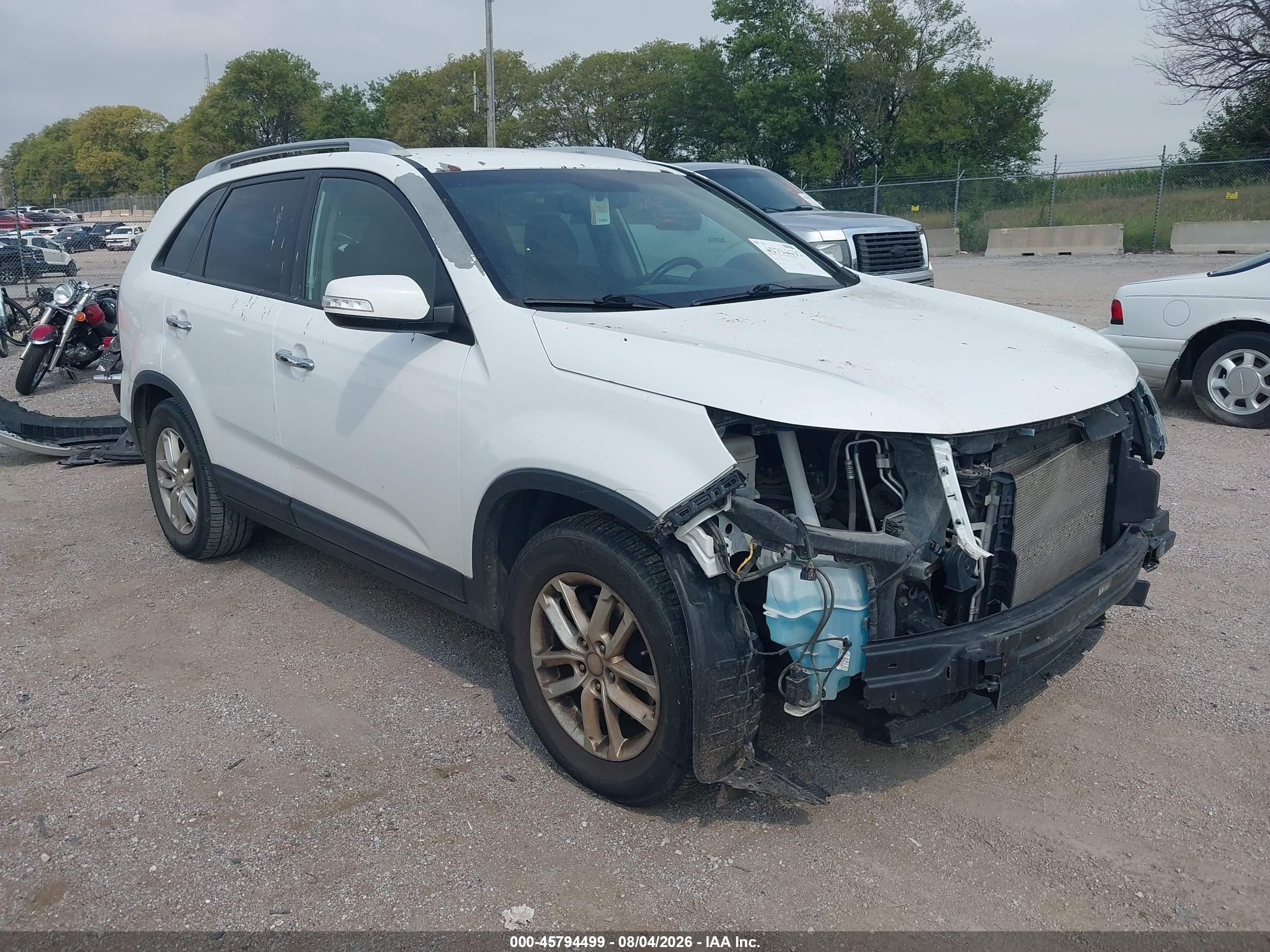 2014 Kia Sorento Lx White vin: 5XYKT4A6XEG485498