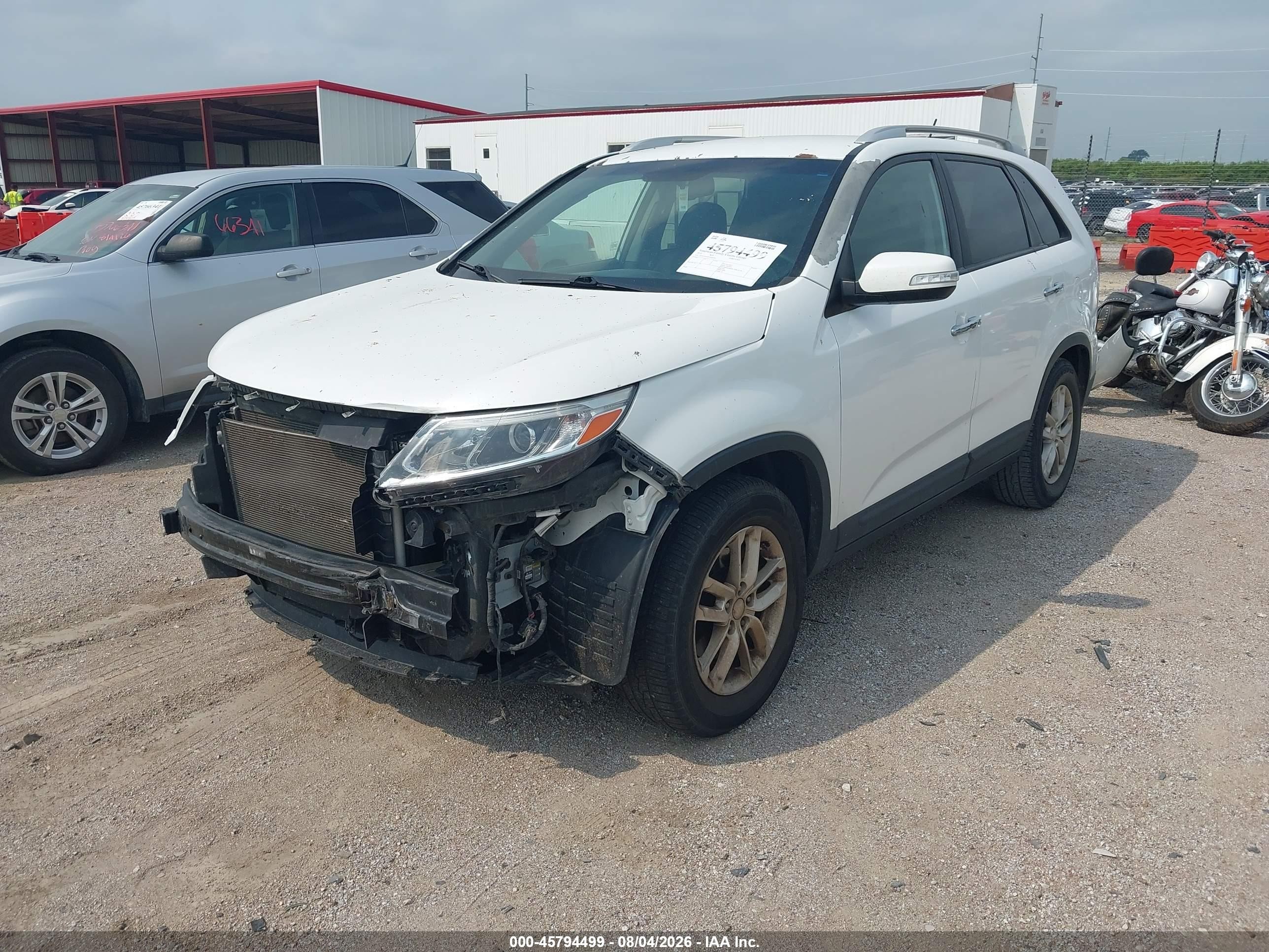 2014 Kia Sorento Lx White vin: 5XYKT4A6XEG485498
