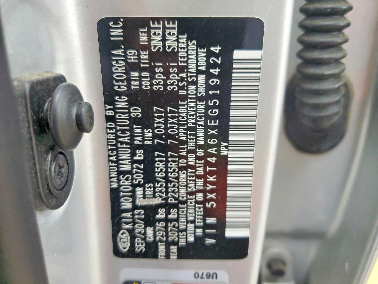 2014 Kia Sorento Lx Silver vin: 5XYKT4A6XEG519424