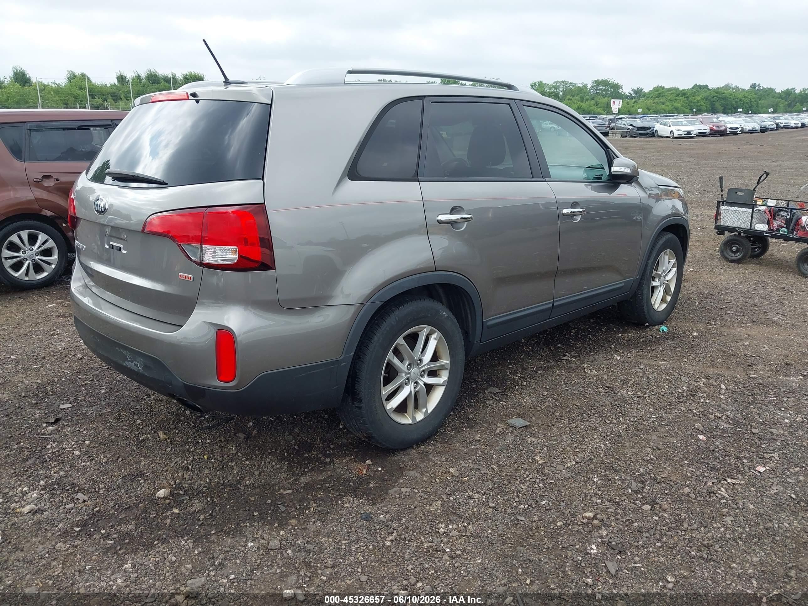 2014 Kia Sorento Lx V6 Gray vin: 5XYKT4A74EG534512