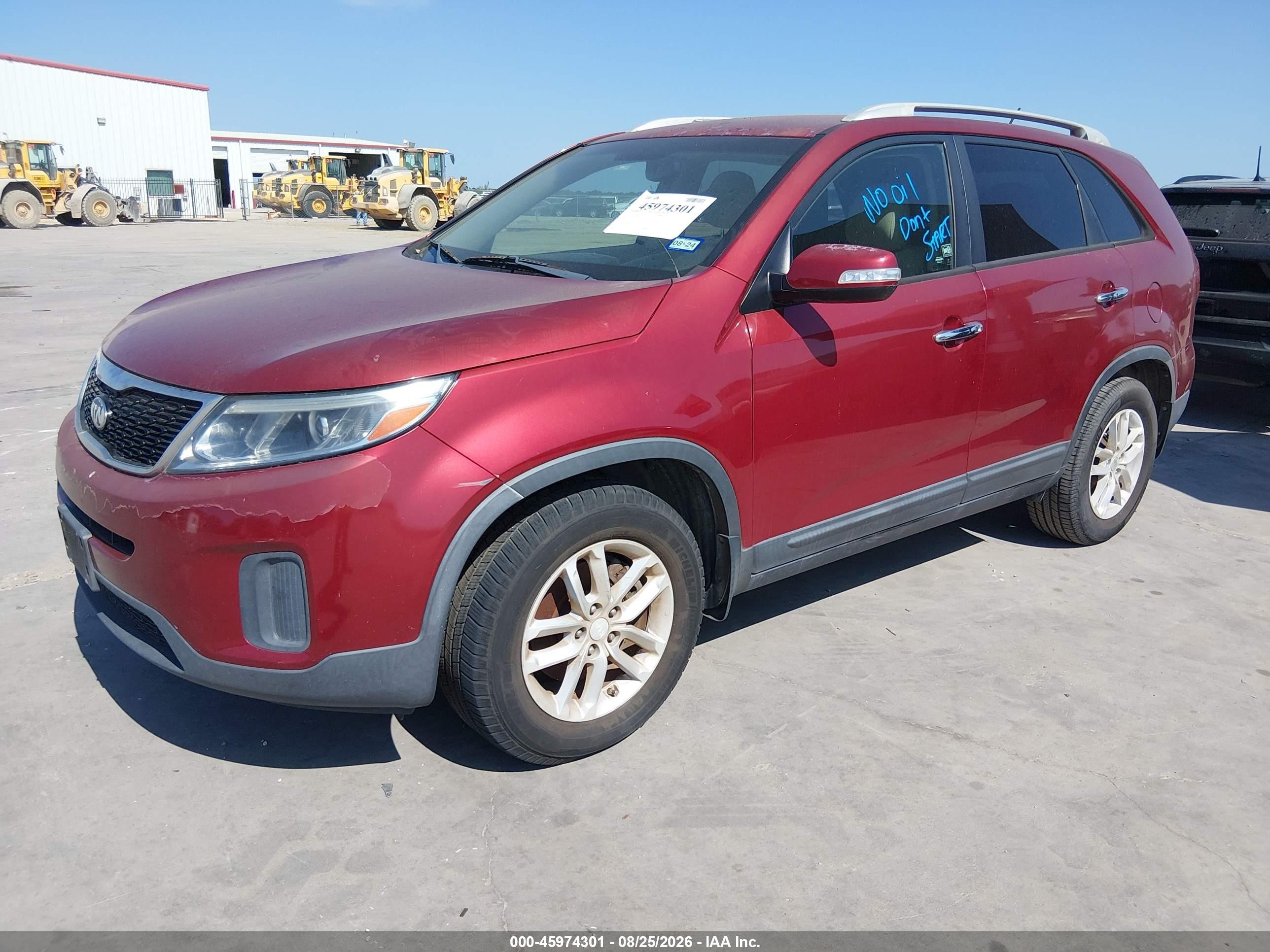 2015 Kia Sorento Lx V6 Red vin: 5XYKT4A76FG551703