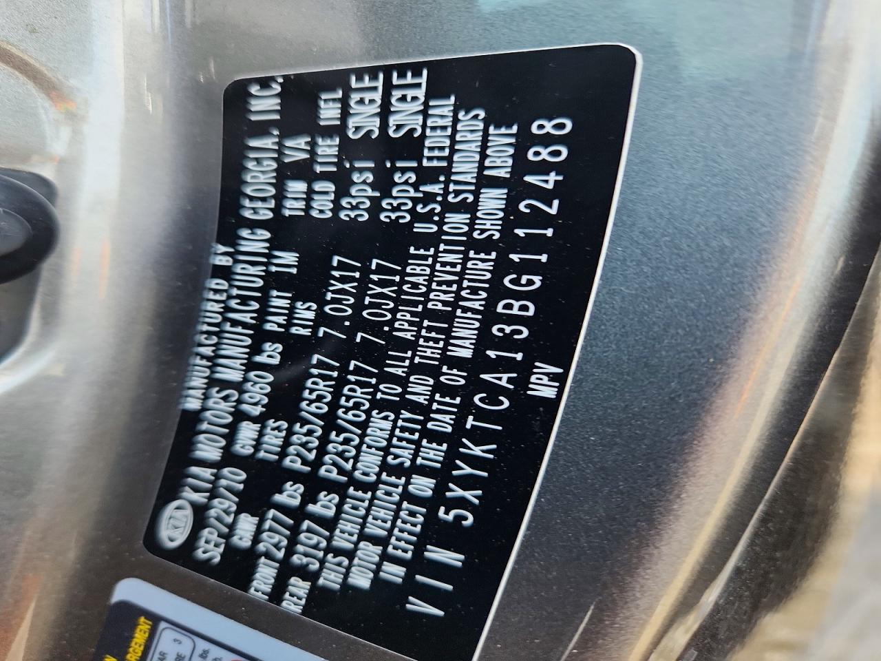 2011 Kia Sorento Lx Gray vin: 5XYKTCA13BG112488