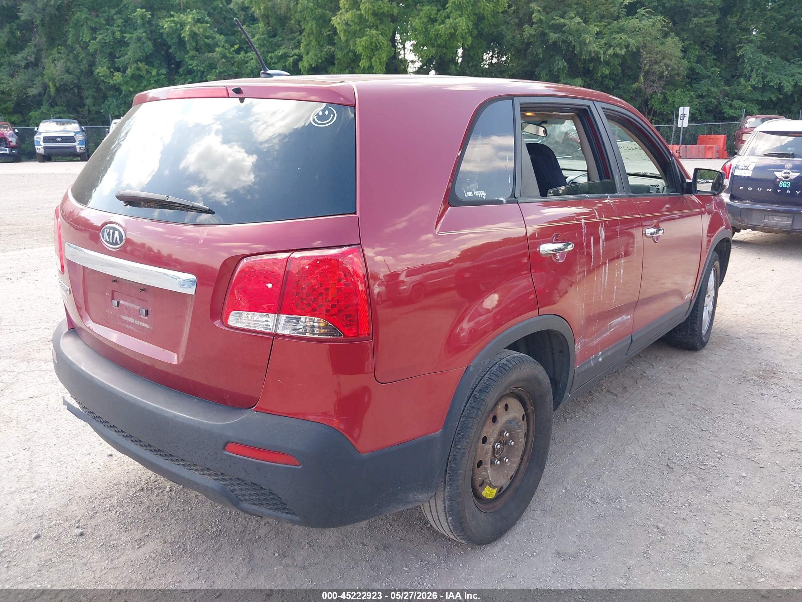 2011 Kia Sorento Lx Burgundy vin: 5XYKTCA15BG088386