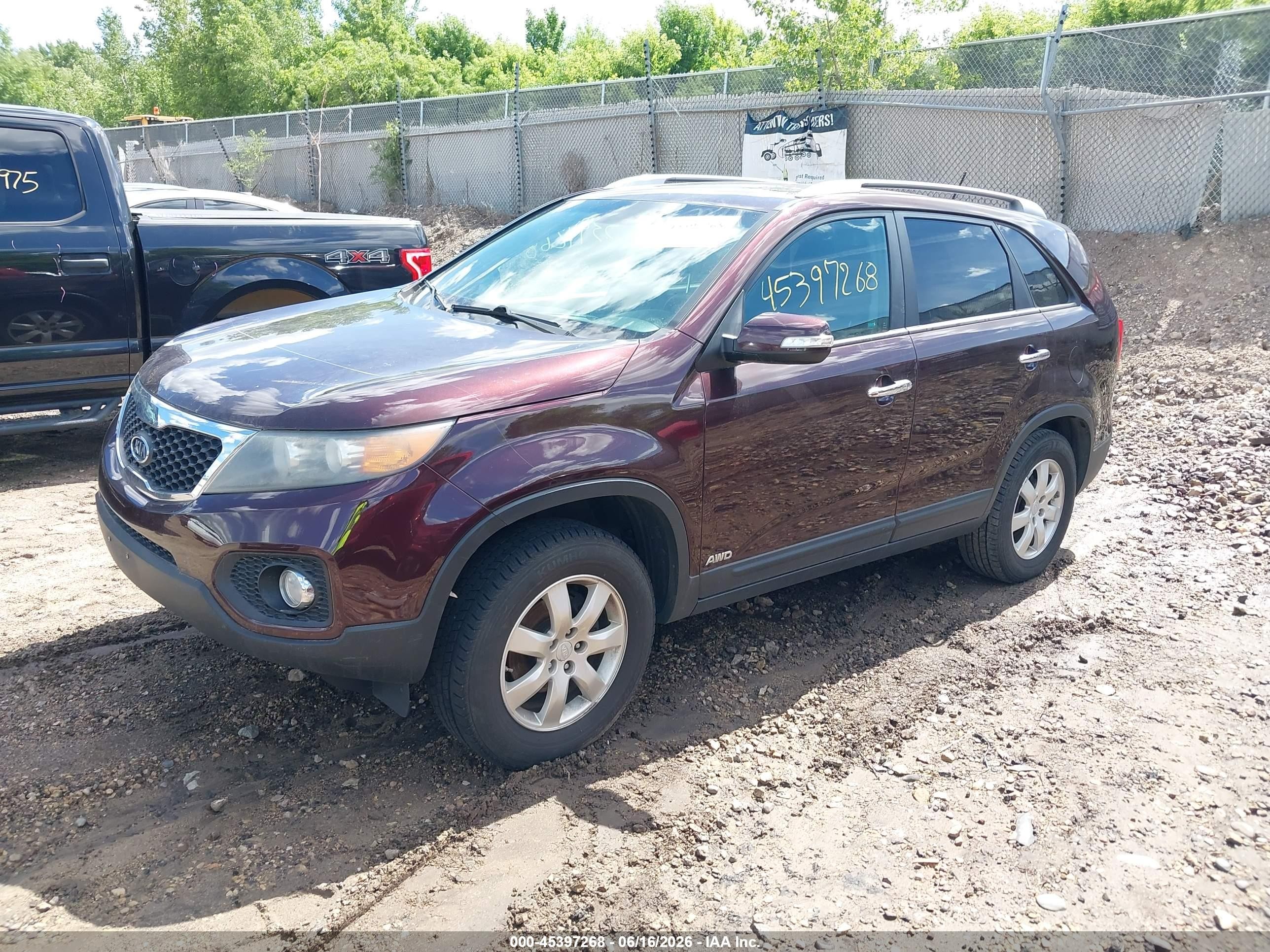 2011 Kia Sorento Lx Purple vin: 5XYKTCA15BG186852