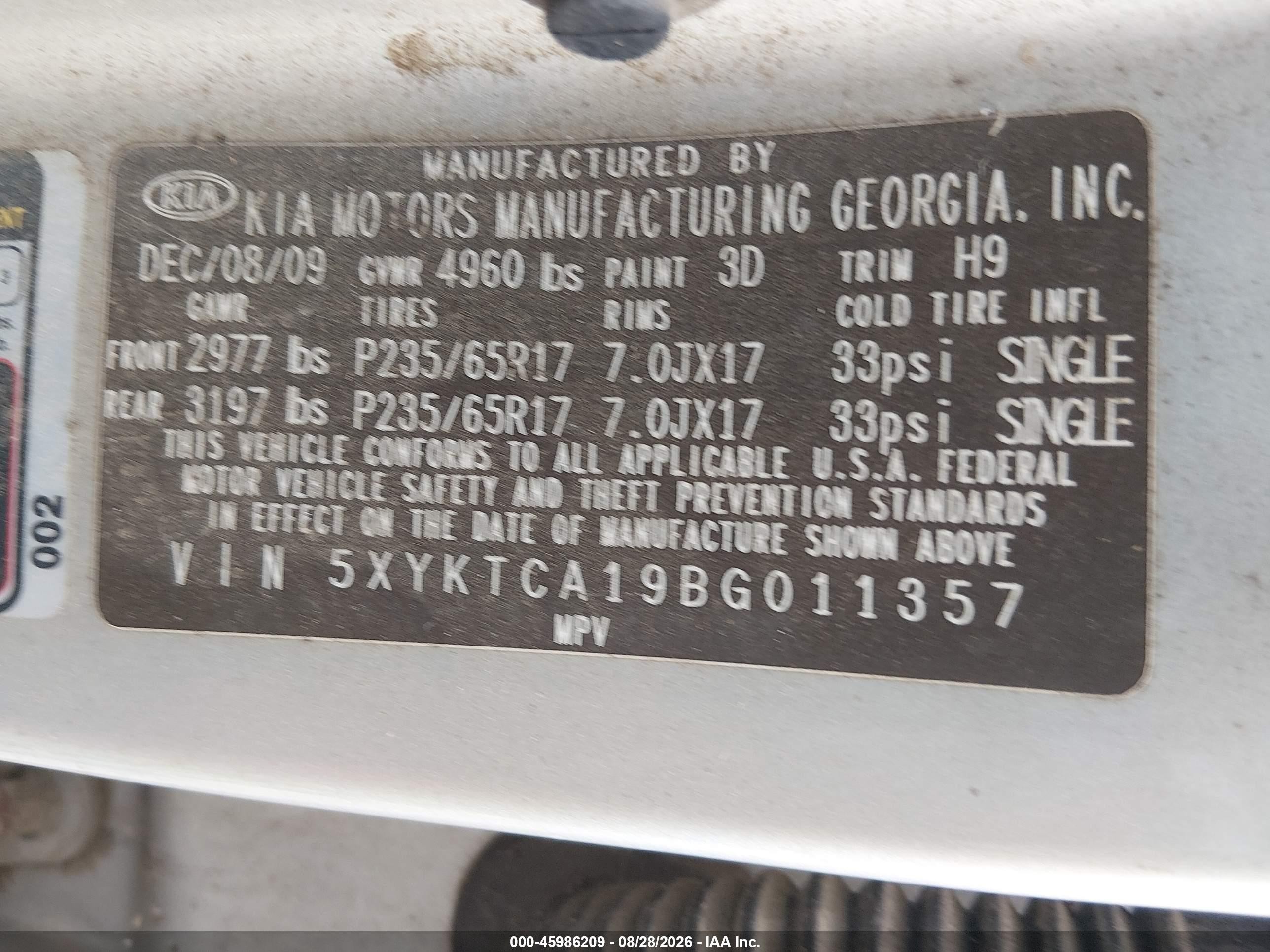 2011 Kia Sorento Lx Silver vin: 5XYKTCA19BG011357