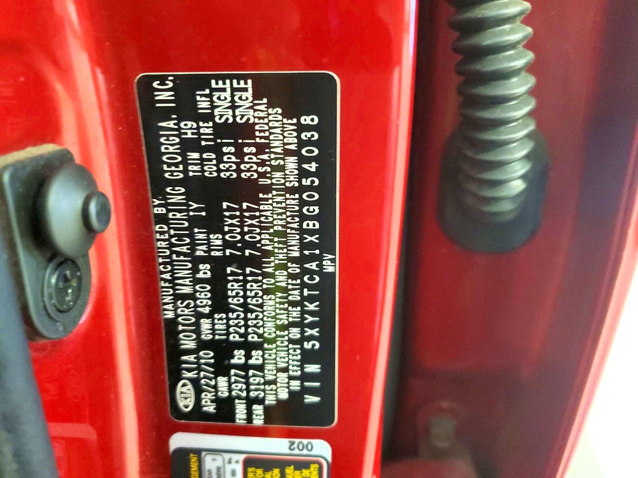 2011 Kia Sorento Lx Burgundy vin: 5XYKTCA1XBG054038