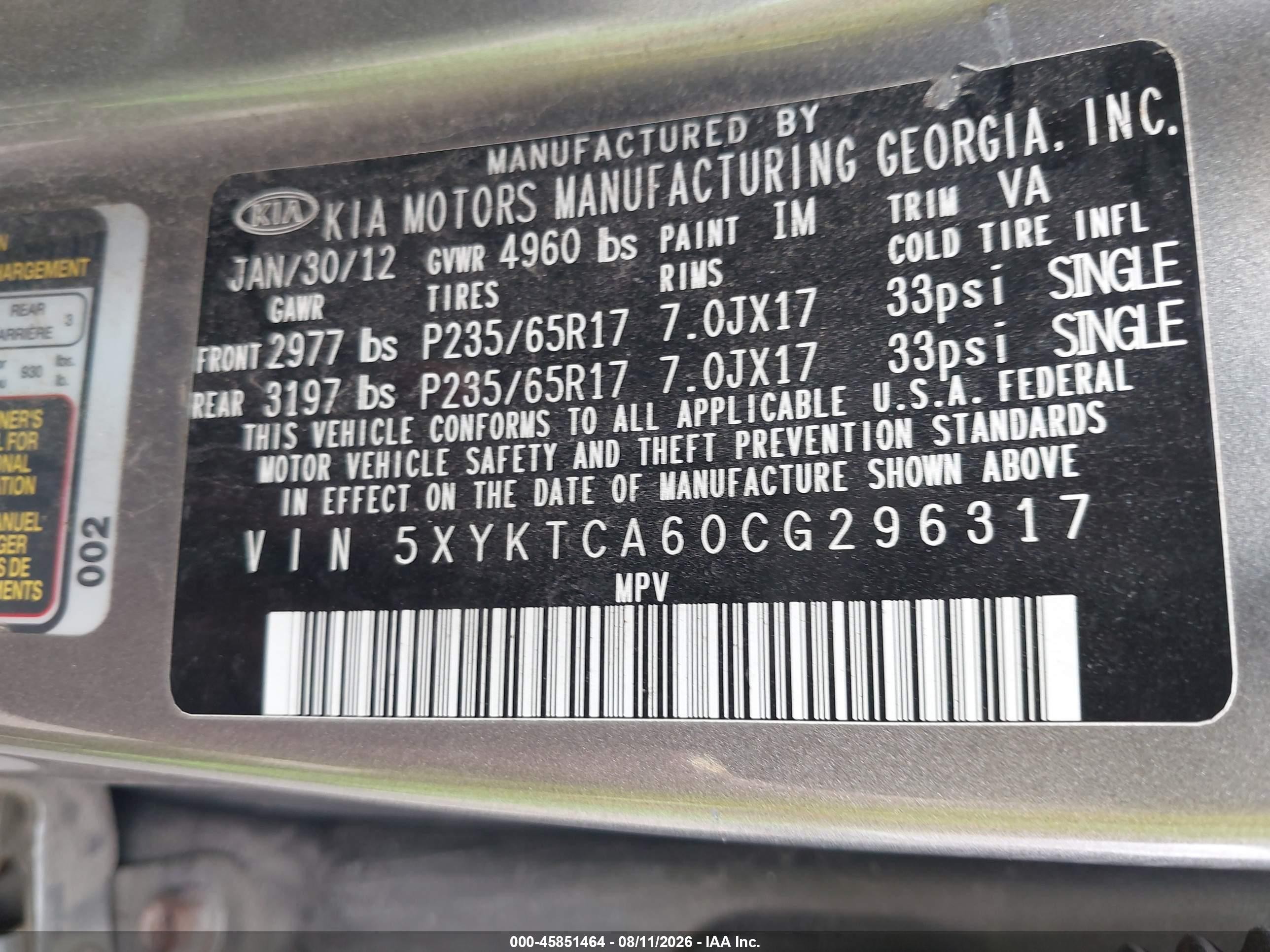 2012 Kia Sorento Lx Brown vin: 5XYKTCA60CG296317