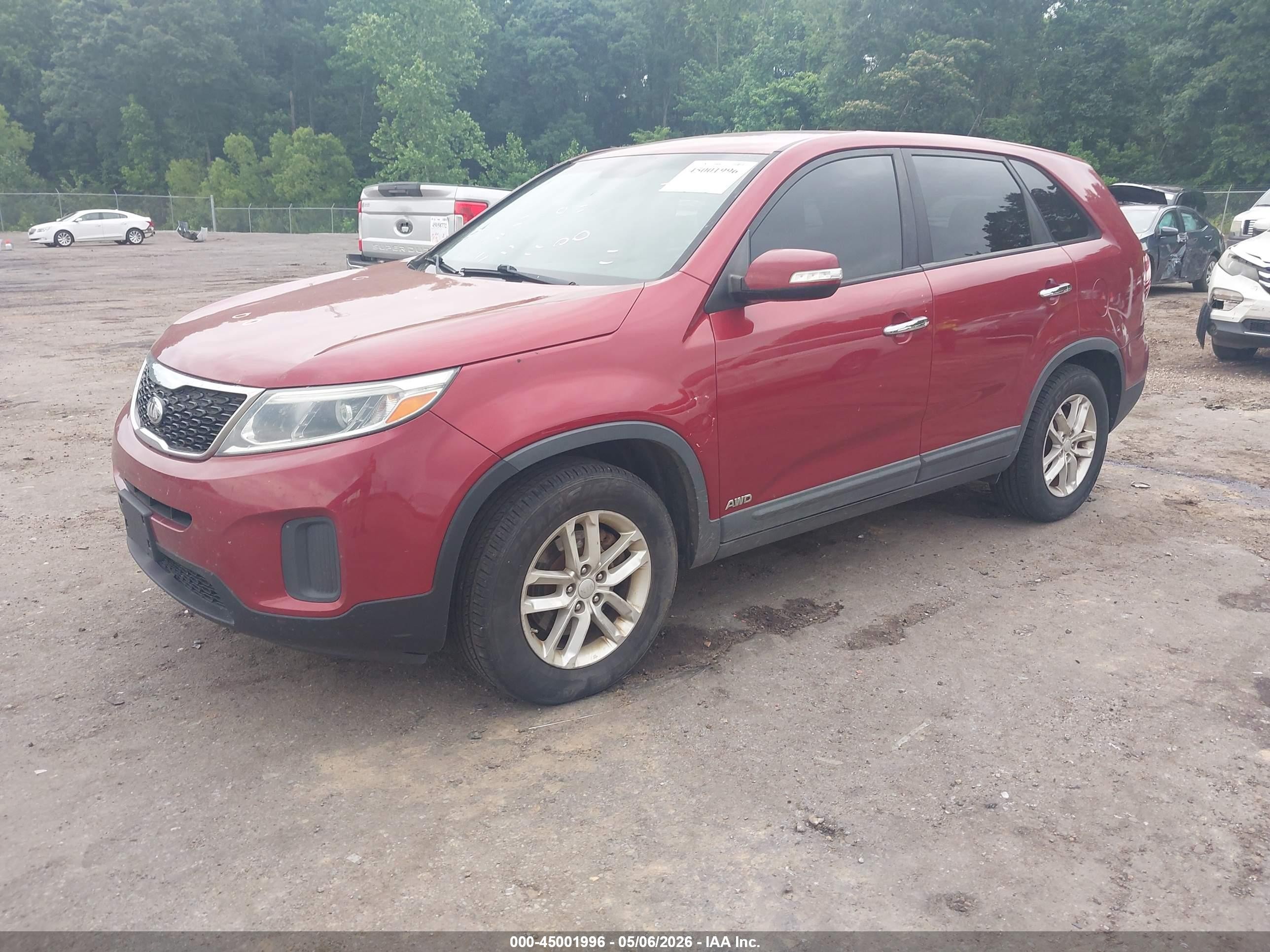 2014 Kia Sorento Lx Red vin: 5XYKTCA60EG545217