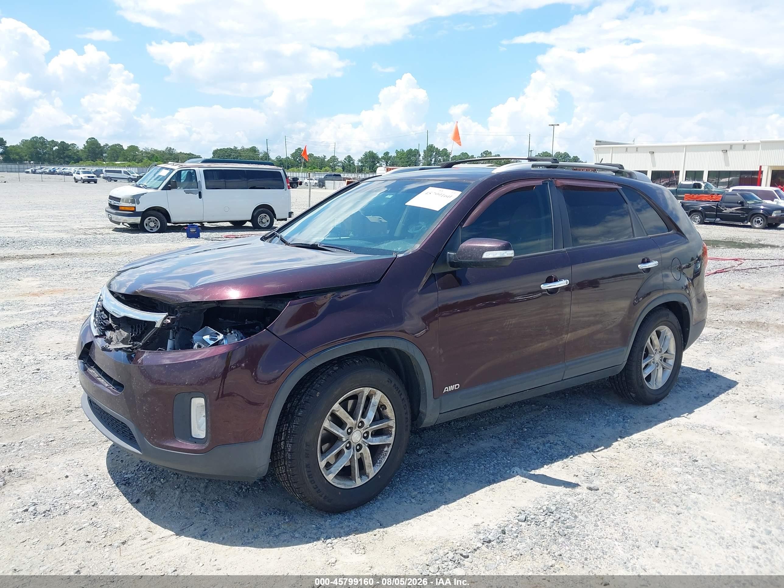 2014 Kia Sorento Lx Maroon vin: 5XYKTCA61EG549471