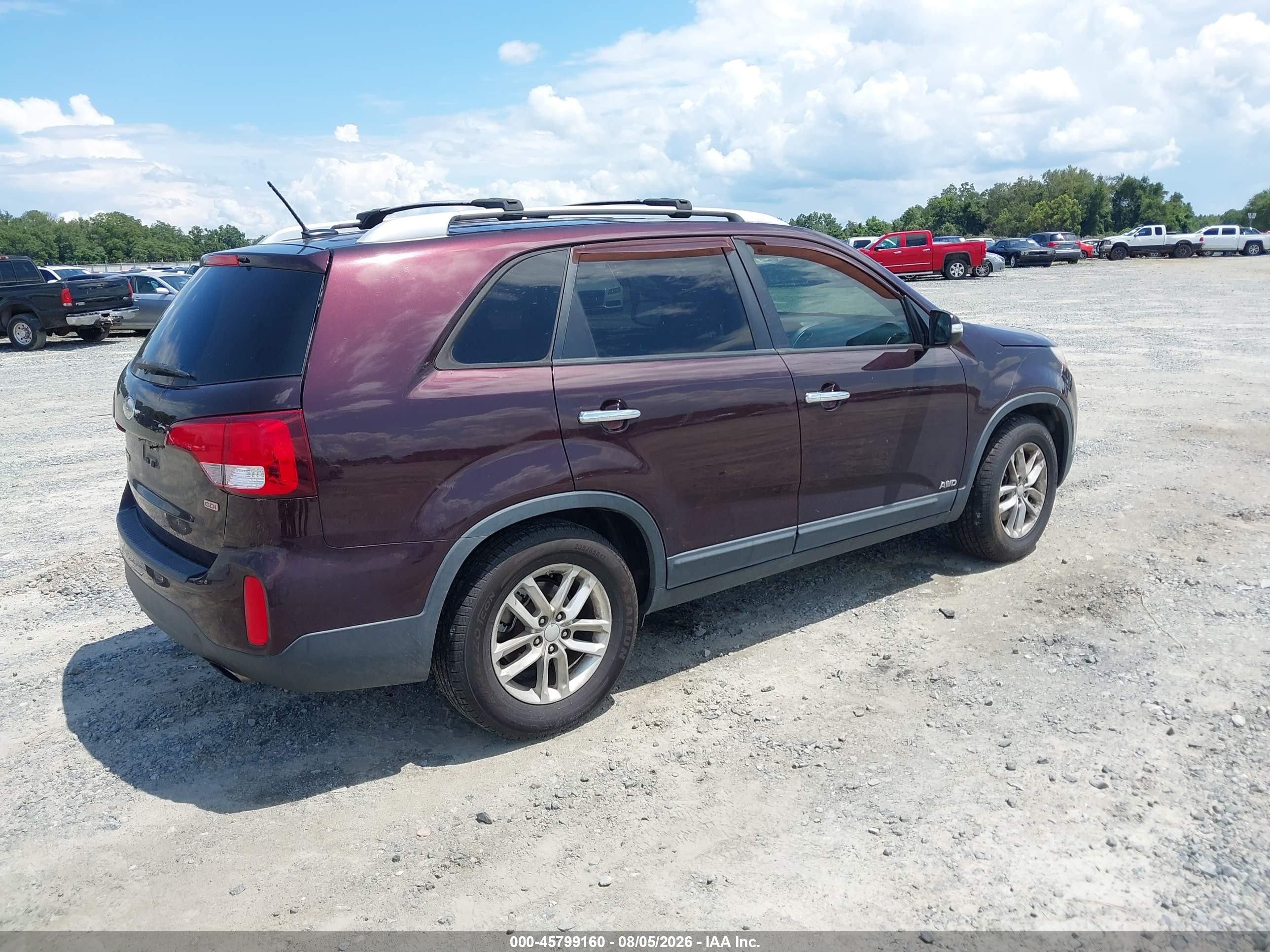2014 Kia Sorento Lx Maroon vin: 5XYKTCA61EG549471