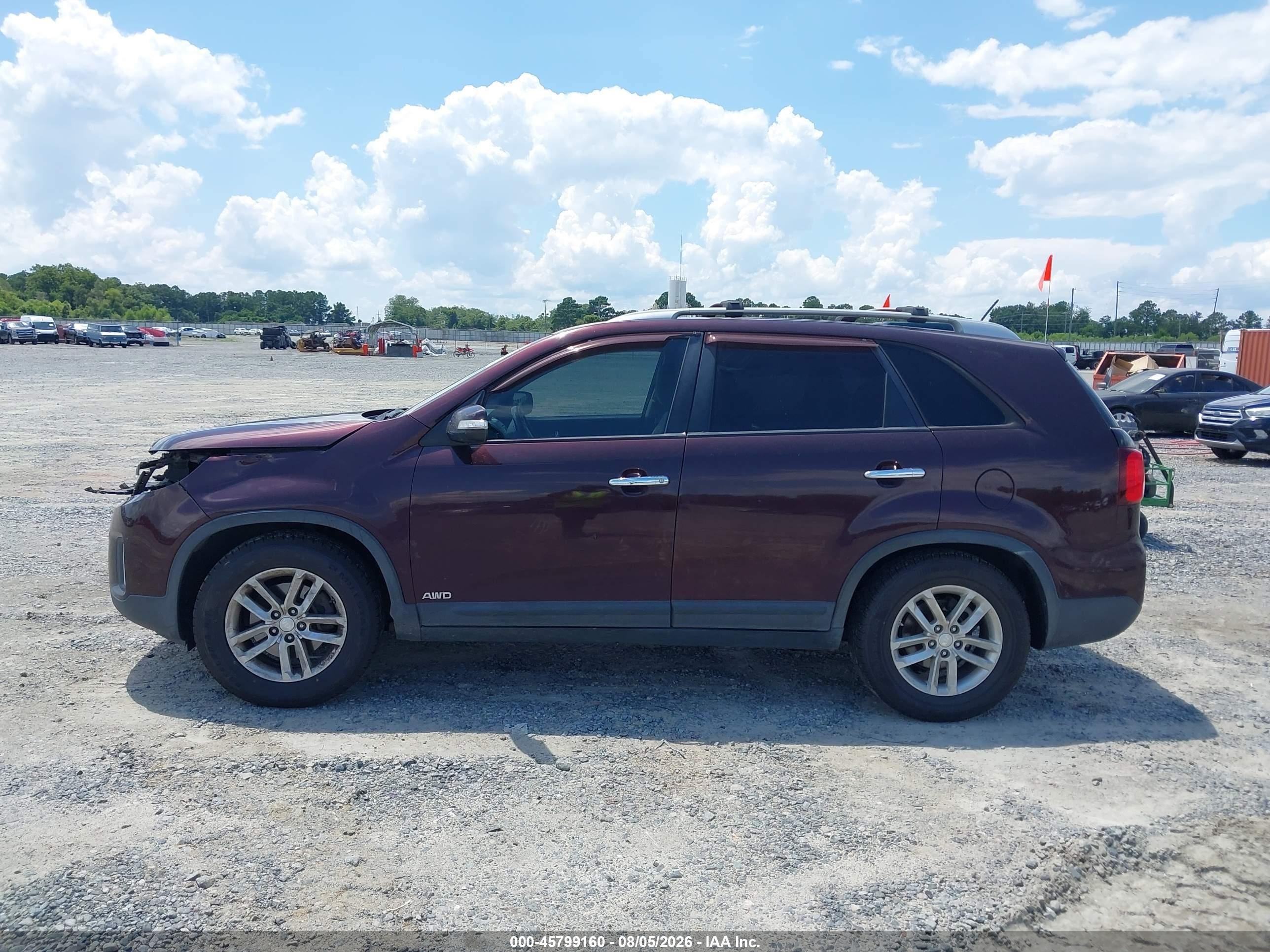 2014 Kia Sorento Lx Maroon vin: 5XYKTCA61EG549471