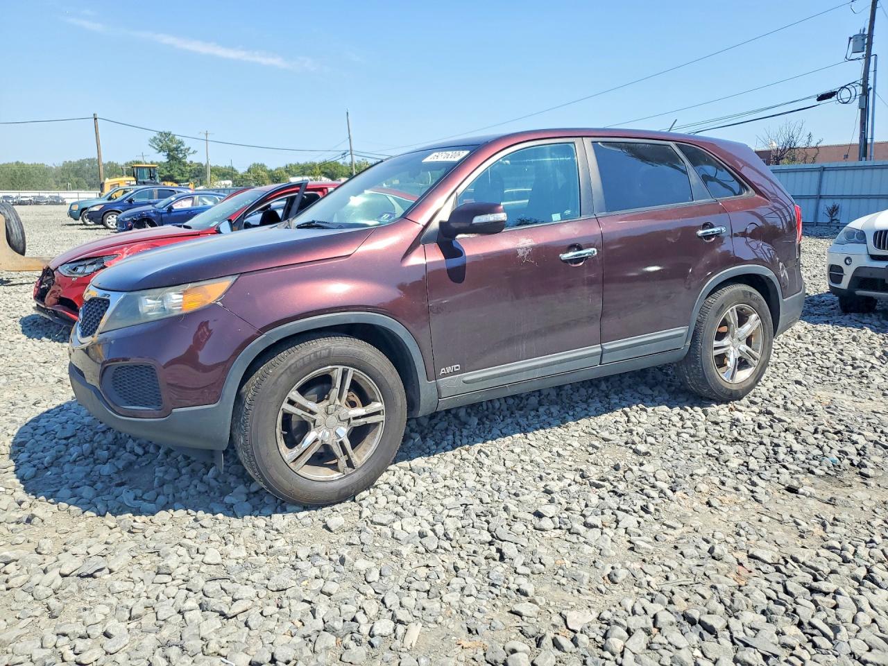 2012 Kia Sorento Lx Burgundy vin: 5XYKTCA62CG295279