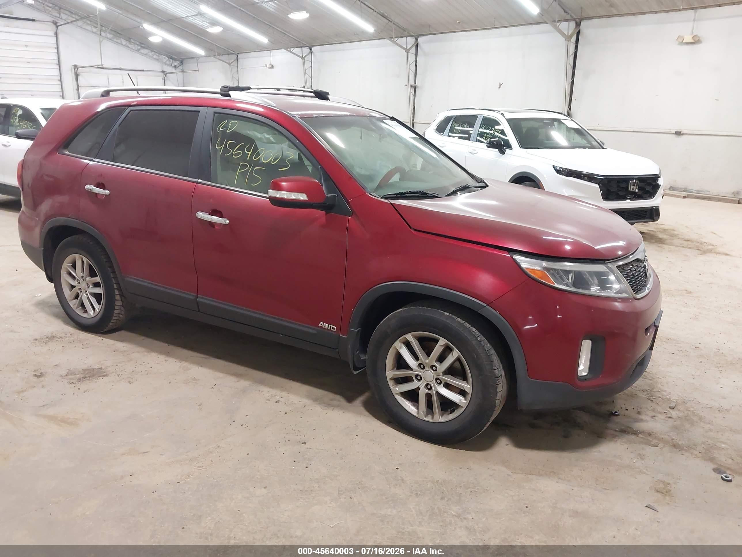 2015 Kia Sorento Lx Red vin: 5XYKTCA62FG631646