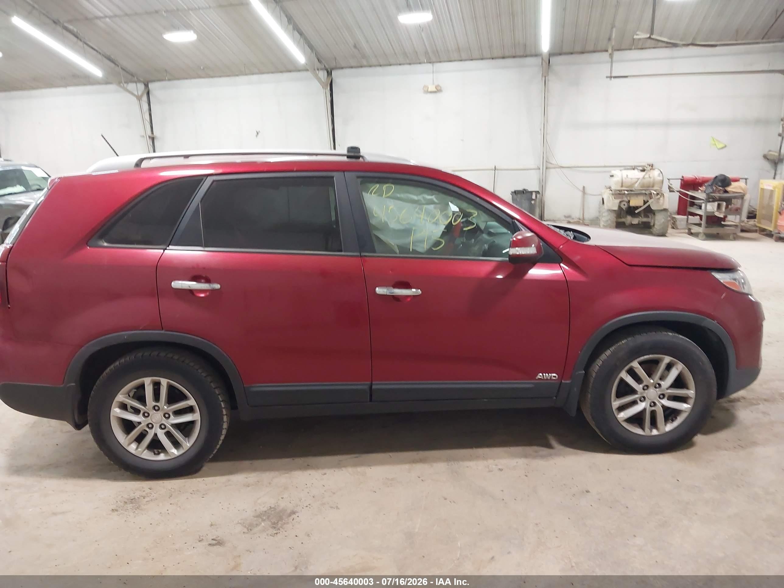2015 Kia Sorento Lx Red vin: 5XYKTCA62FG631646
