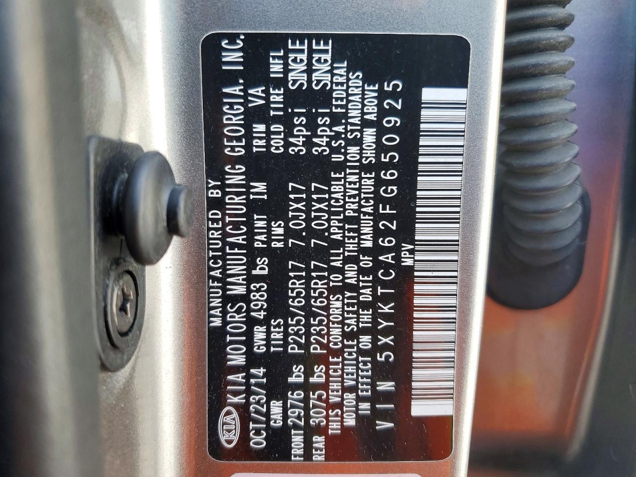 2015 Kia Sorento Lx Gray vin: 5XYKTCA62FG650925