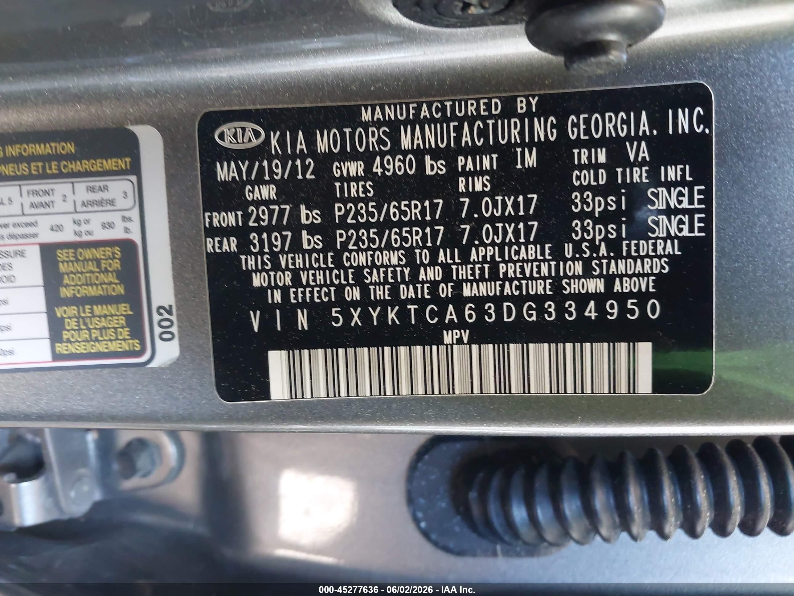 2013 Kia Sorento Lx Beige vin: 5XYKTCA63DG334950