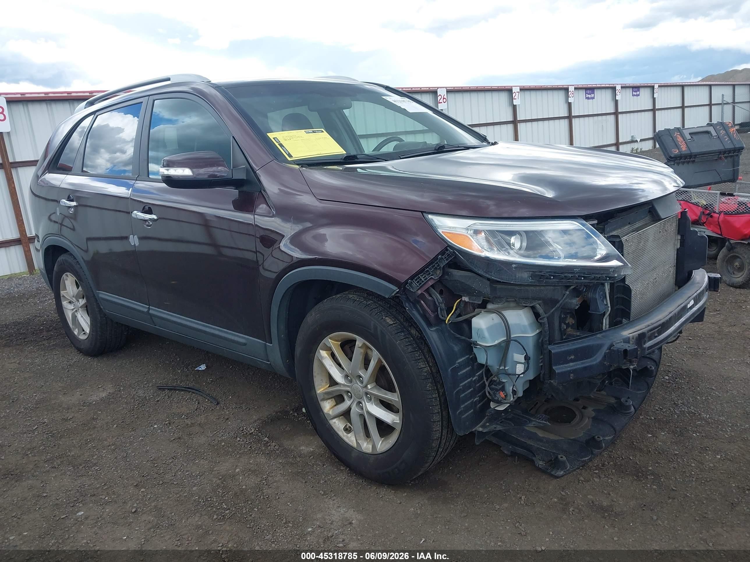 2014 Kia Sorento Lx Burgundy vin: 5XYKTCA63EG465734