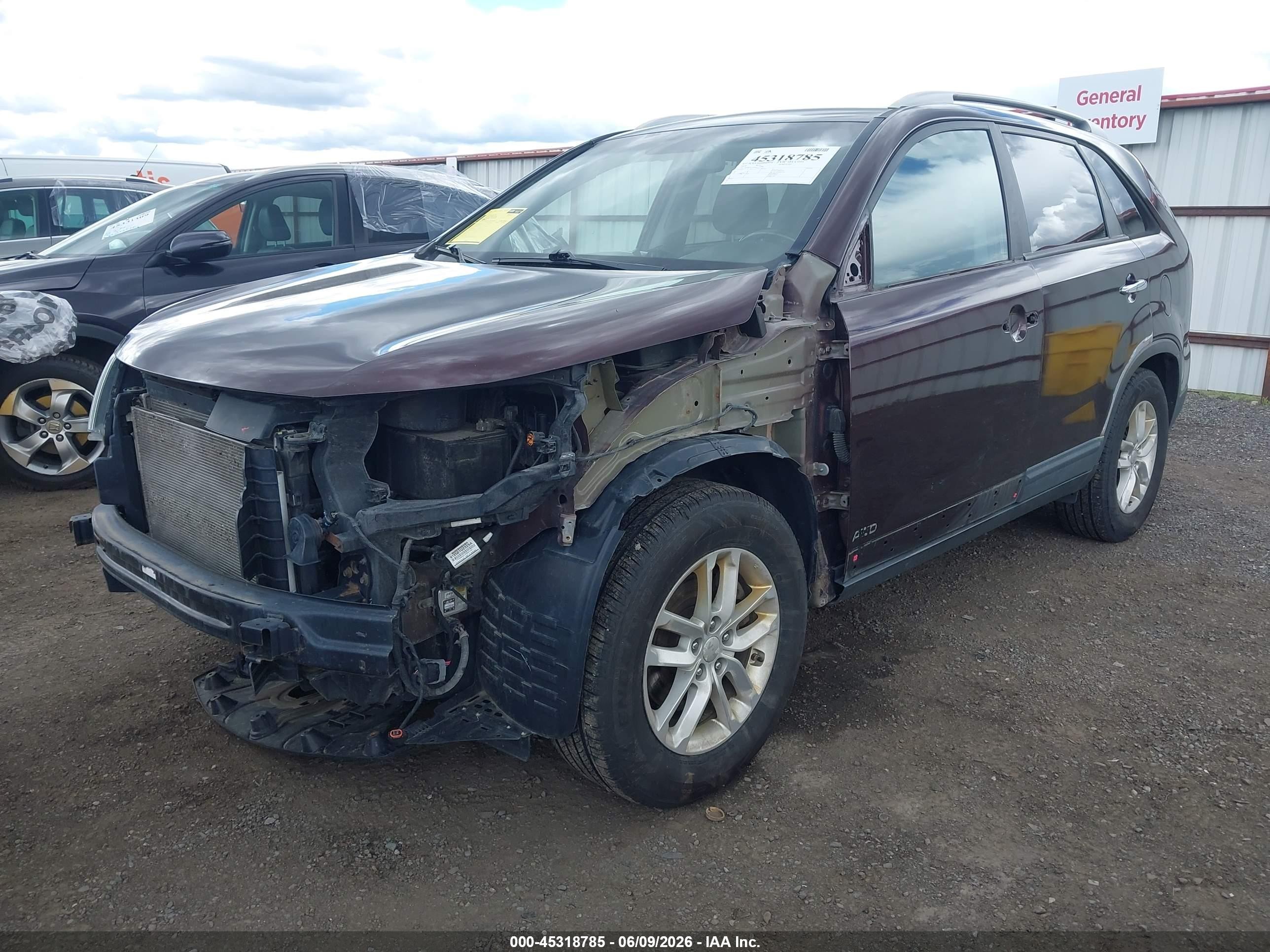 2014 Kia Sorento Lx Burgundy vin: 5XYKTCA63EG465734