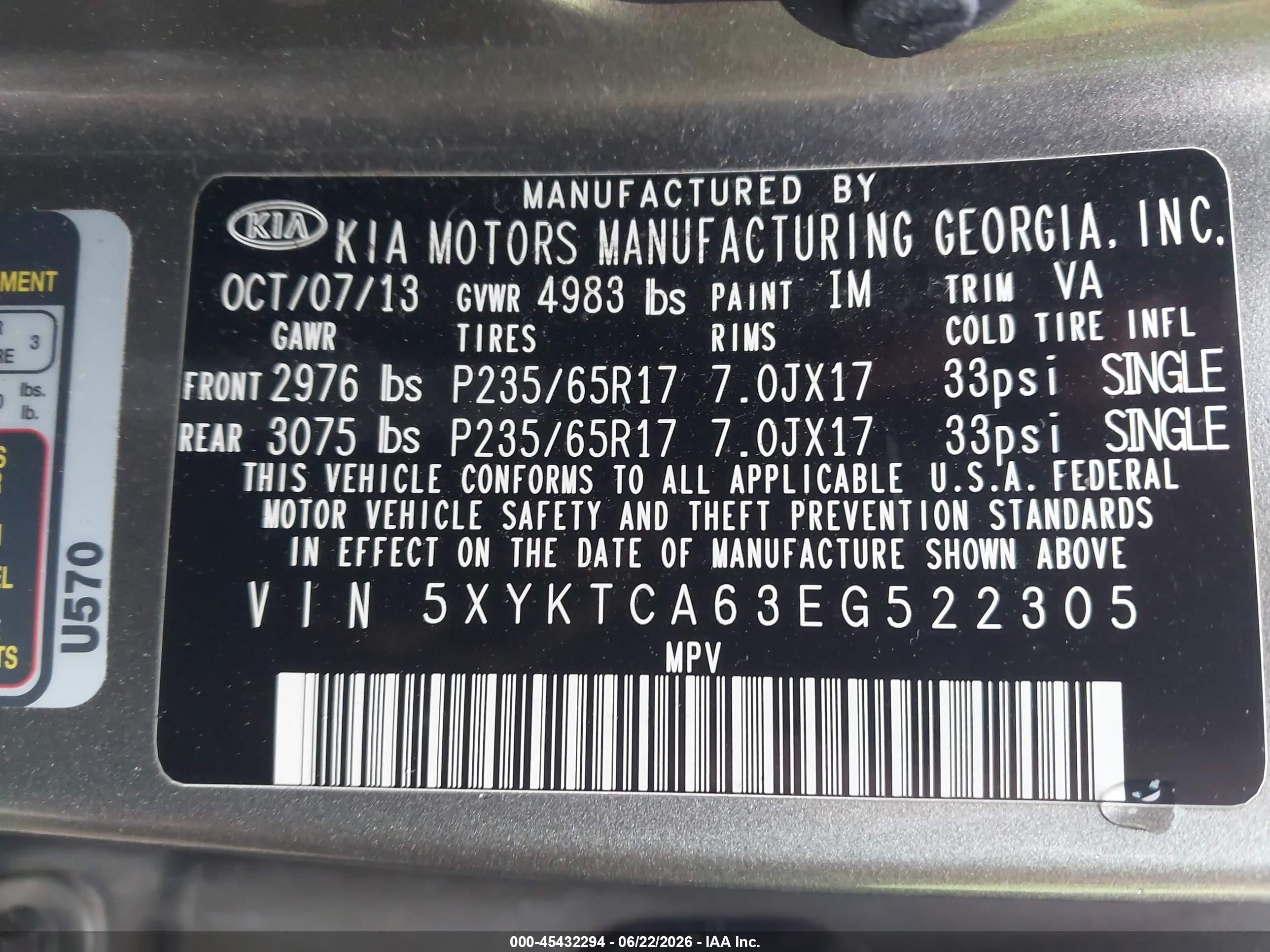 2014 Kia Sorento Lx Champagne vin: 5XYKTCA63EG522305