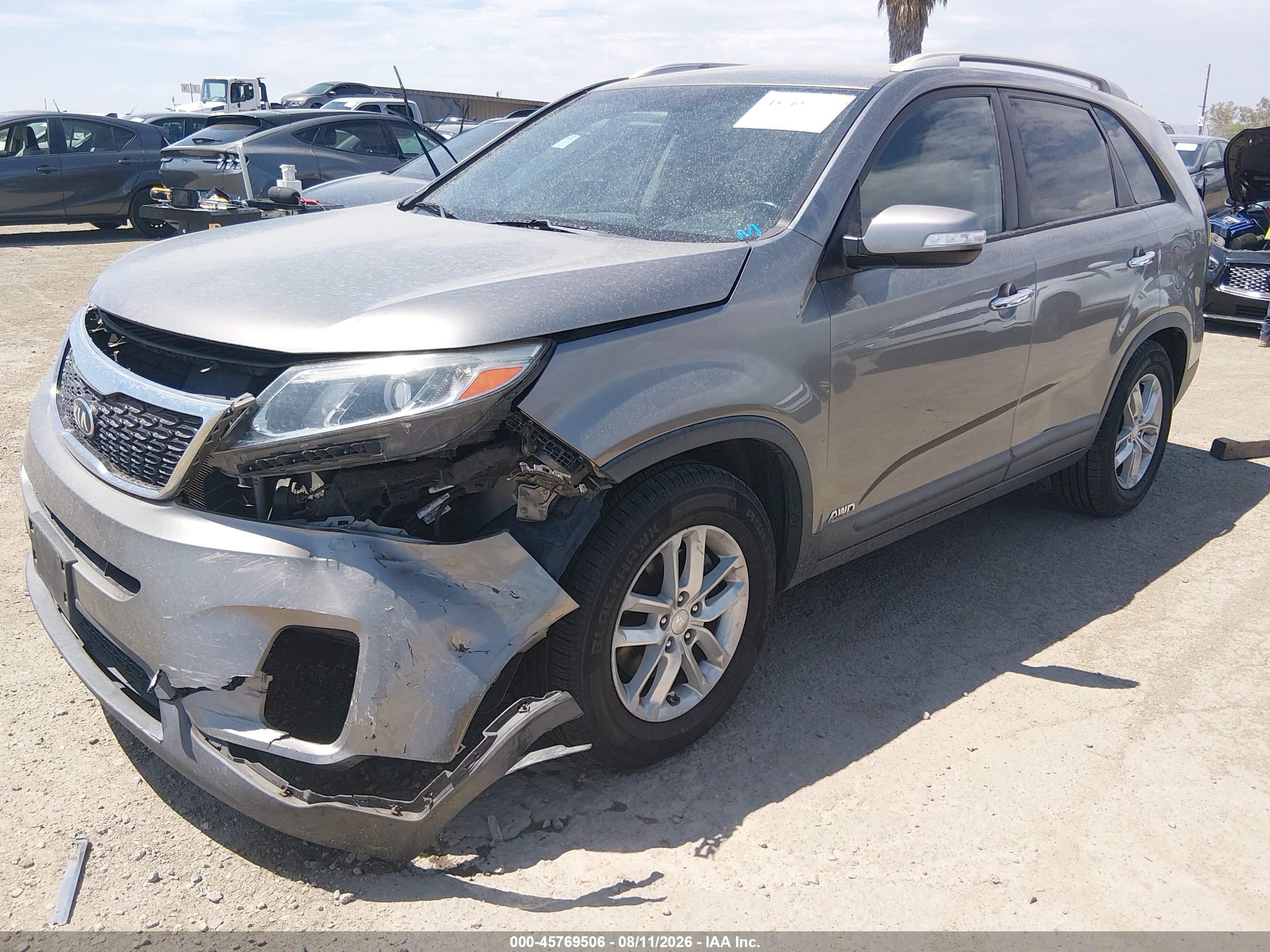 2014 Kia Sorento Lx Gray vin: 5XYKTCA63EG530534