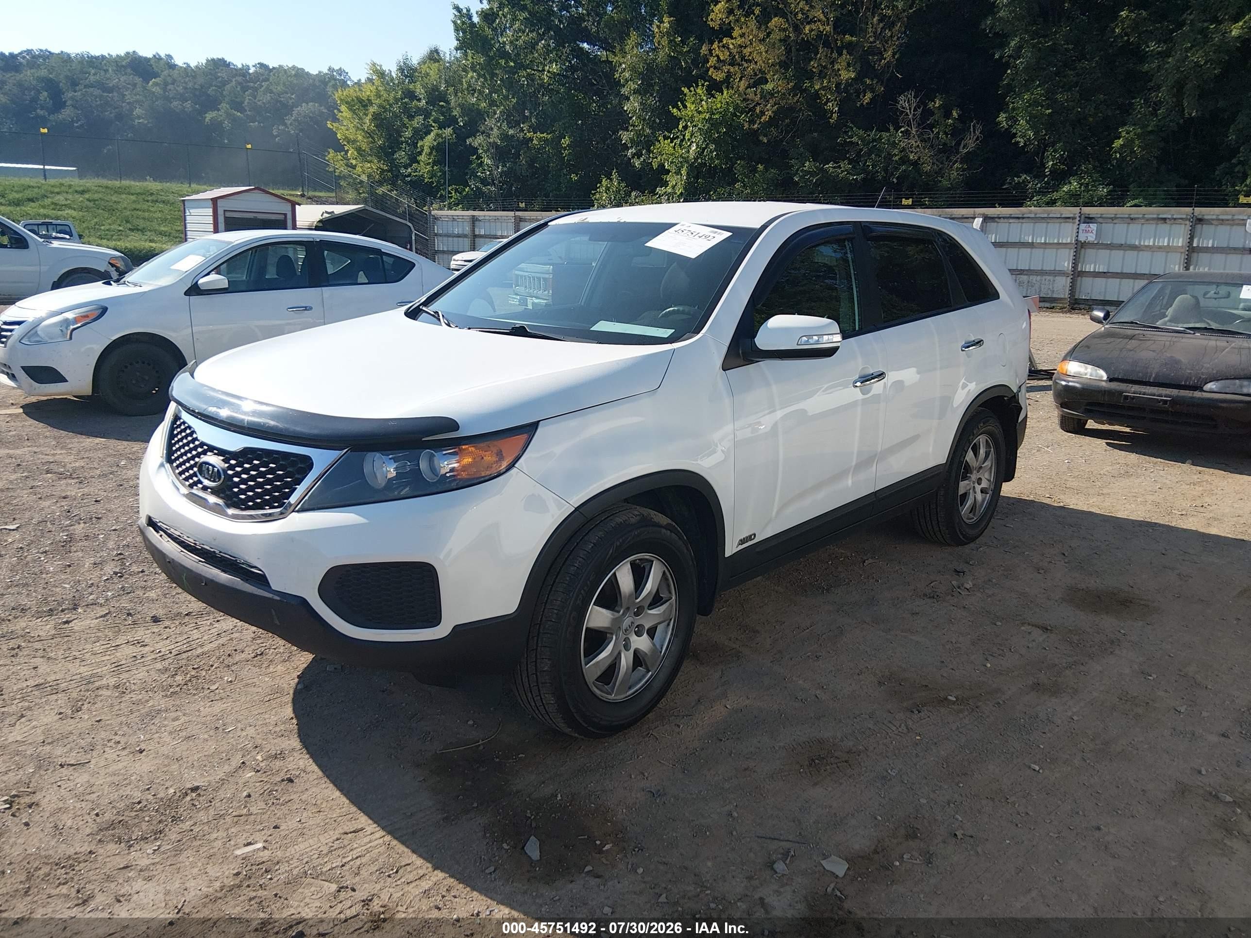 2012 Kia Sorento Lx White vin: 5XYKTCA64CG254734
