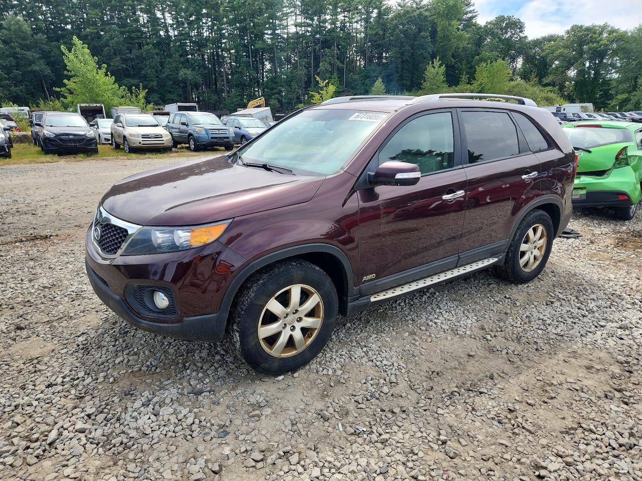 2012 Kia Sorento Lx Maroon vin: 5XYKTCA64CG278287