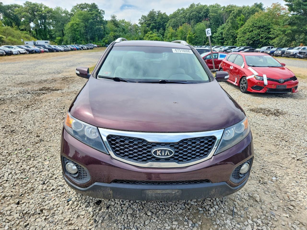 2012 Kia Sorento Lx Maroon vin: 5XYKTCA64CG278287
