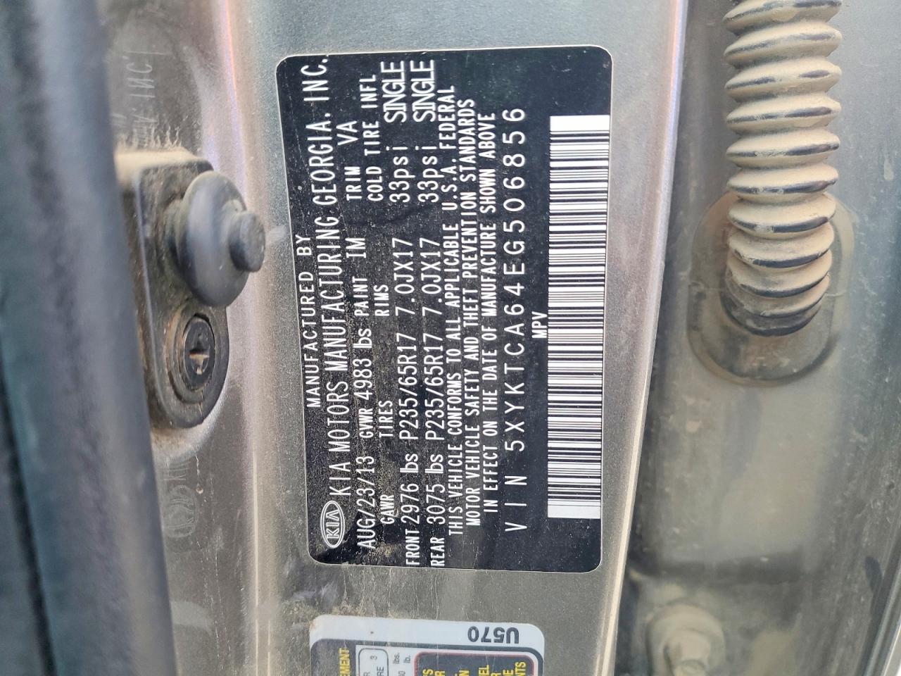2014 Kia Sorento Lx Серый vin: 5XYKTCA64EG506856