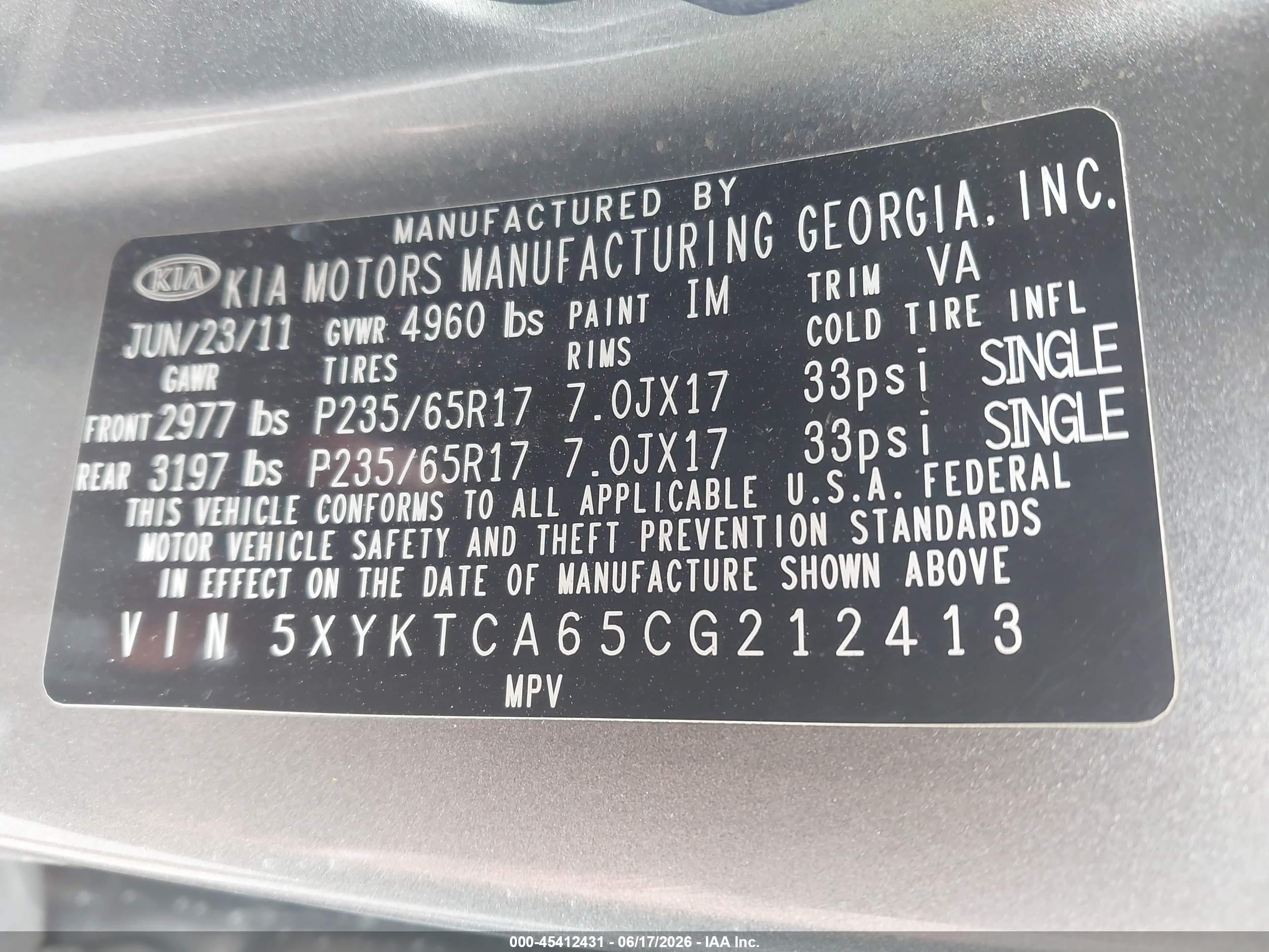 2012 Kia Sorento Lx Beige vin: 5XYKTCA65CG212413