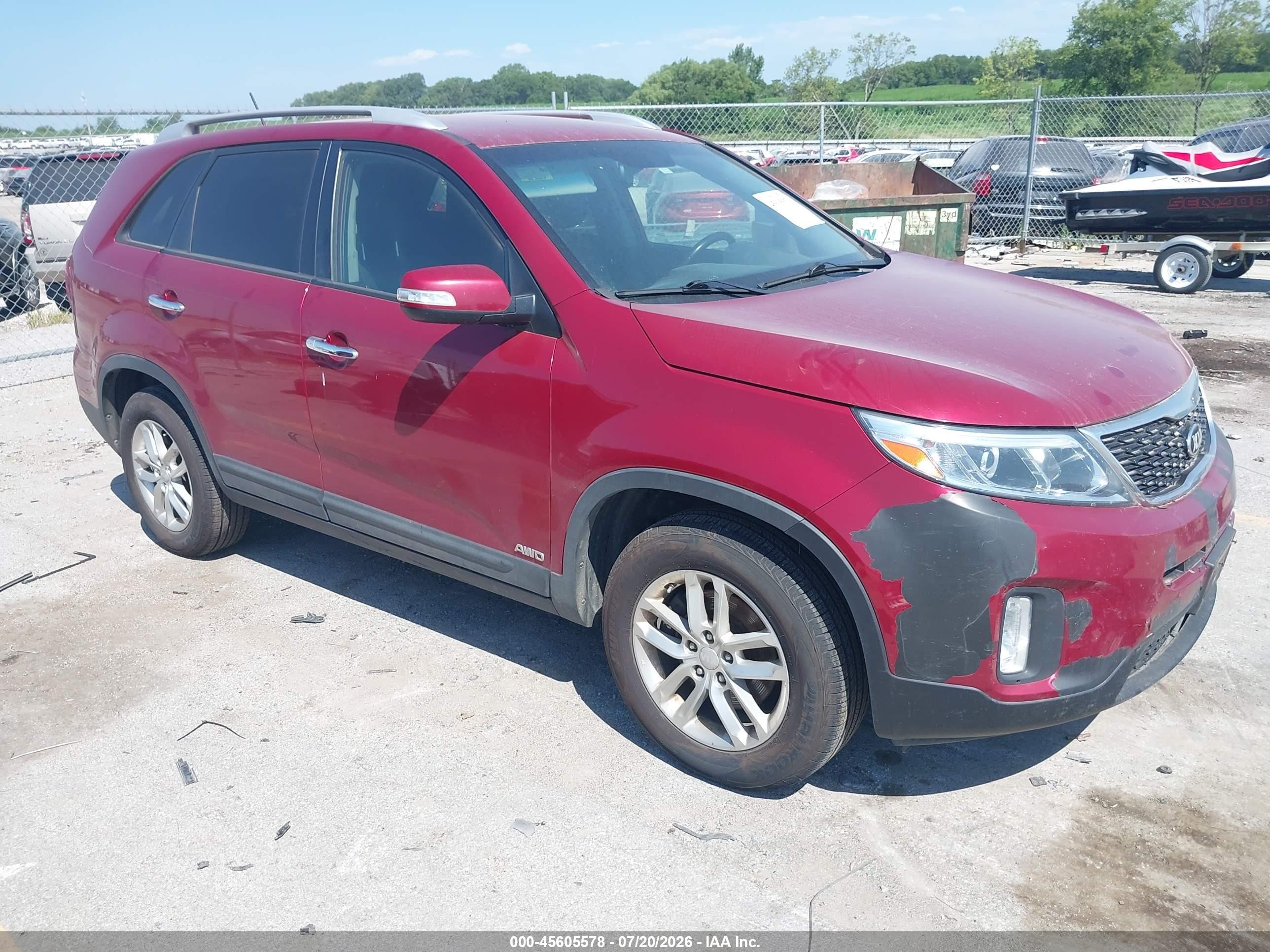 2014 Kia Sorento Lx Red vin: 5XYKTCA65EG544144
