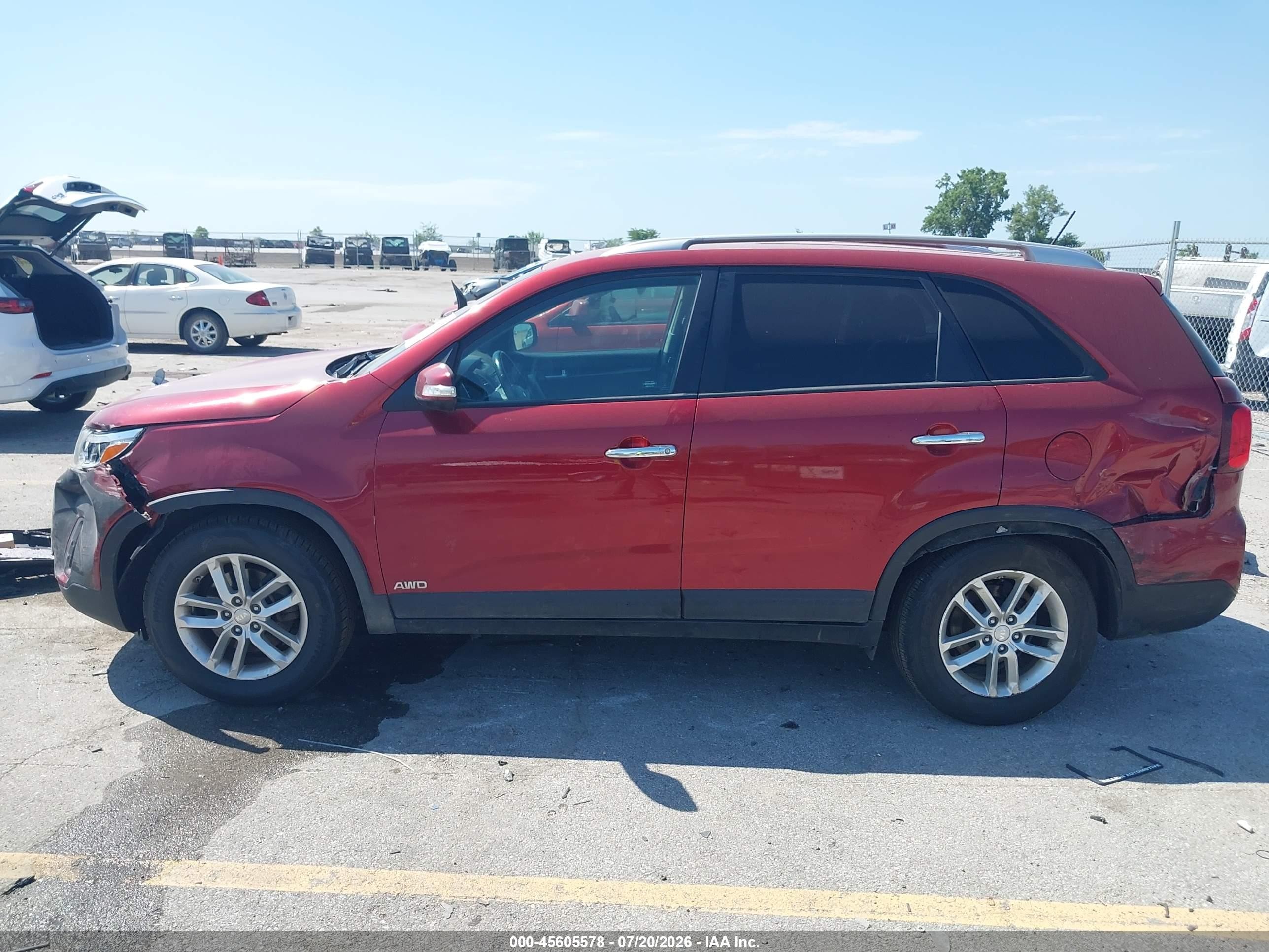 2014 Kia Sorento Lx Red vin: 5XYKTCA65EG544144