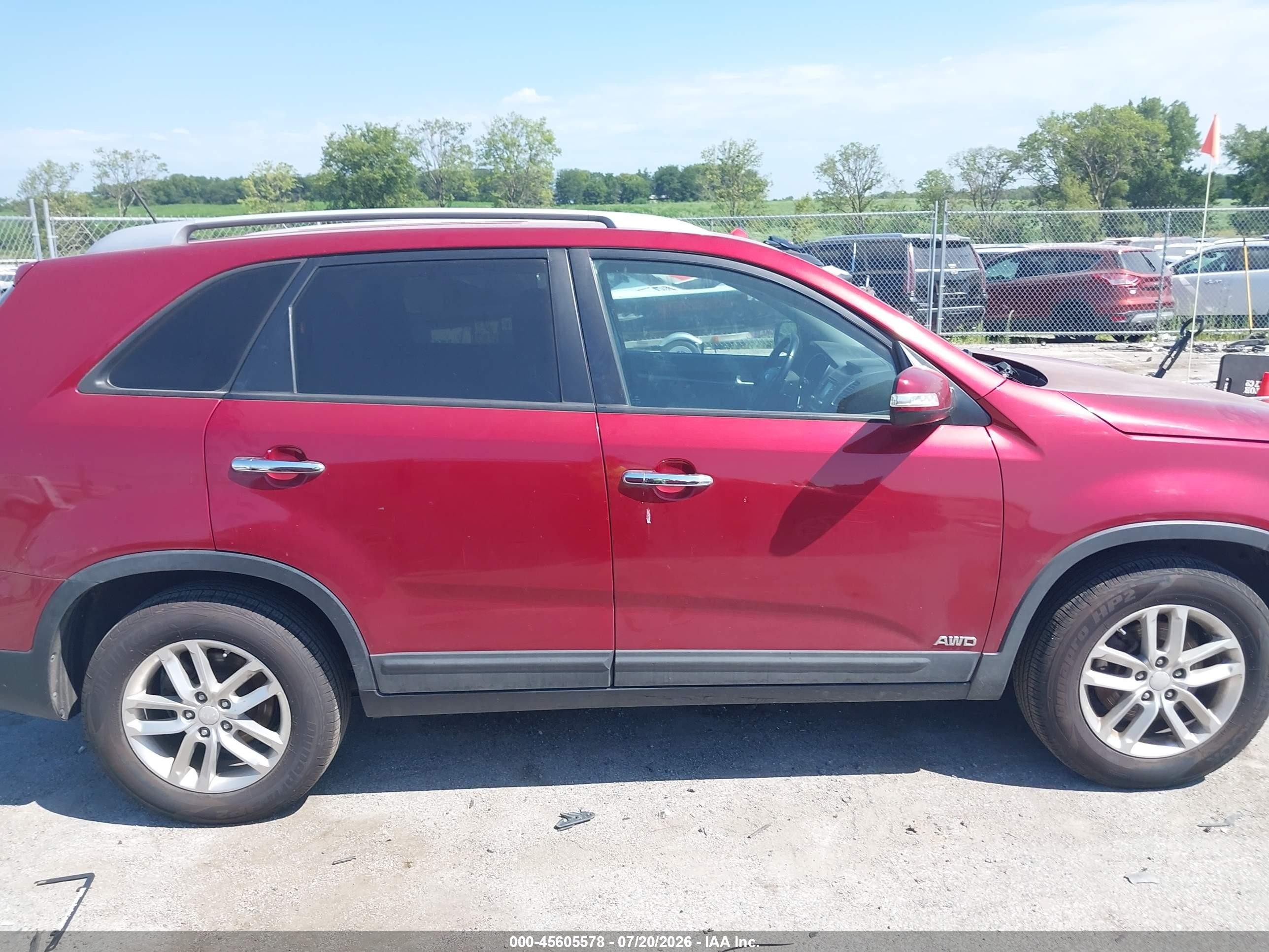 2014 Kia Sorento Lx Red vin: 5XYKTCA65EG544144