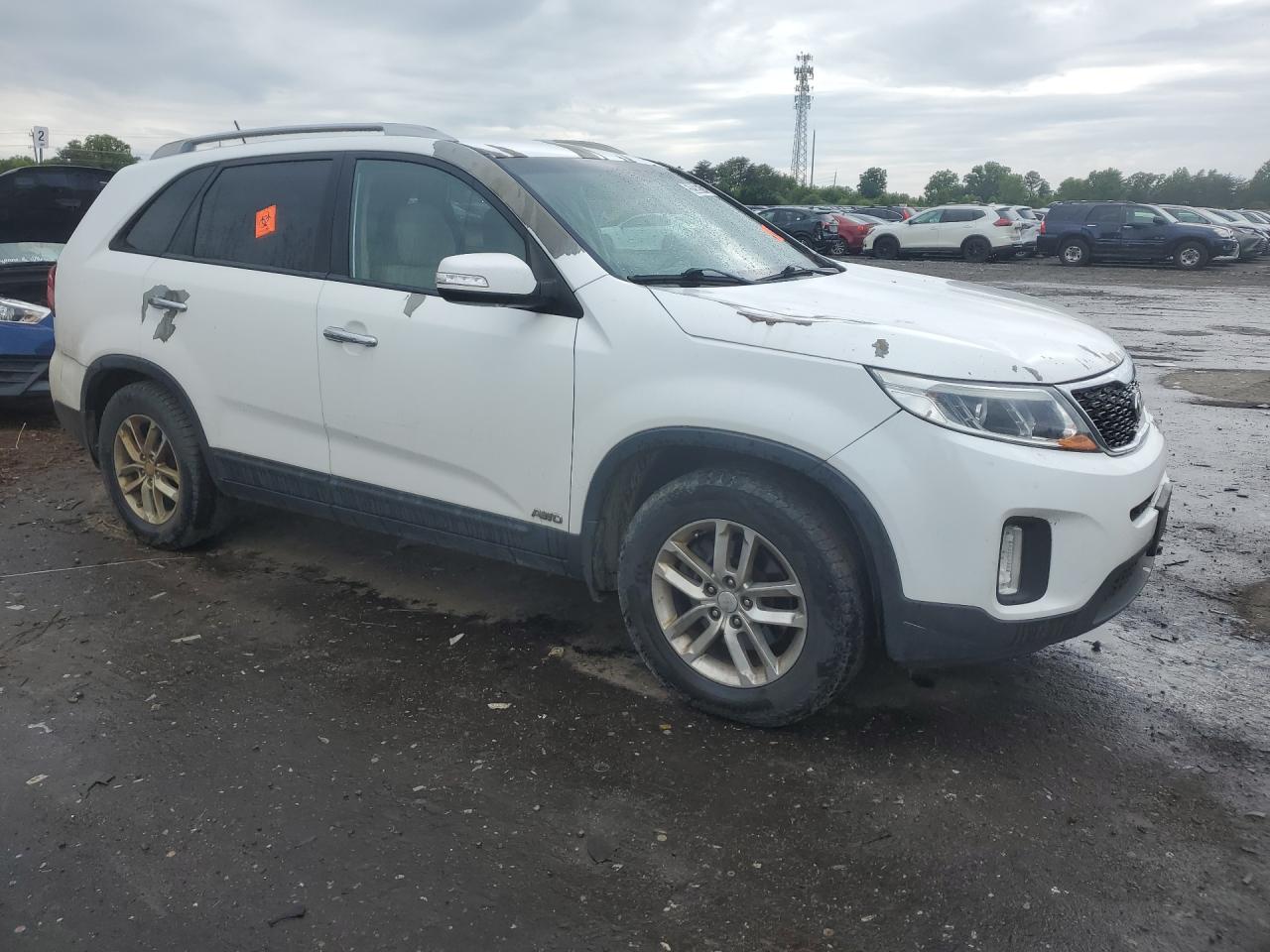 2015 Kia Sorento Lx White vin: 5XYKTCA65FG607809 Damage: Right Rear Door, Peeling, > 12 Inches