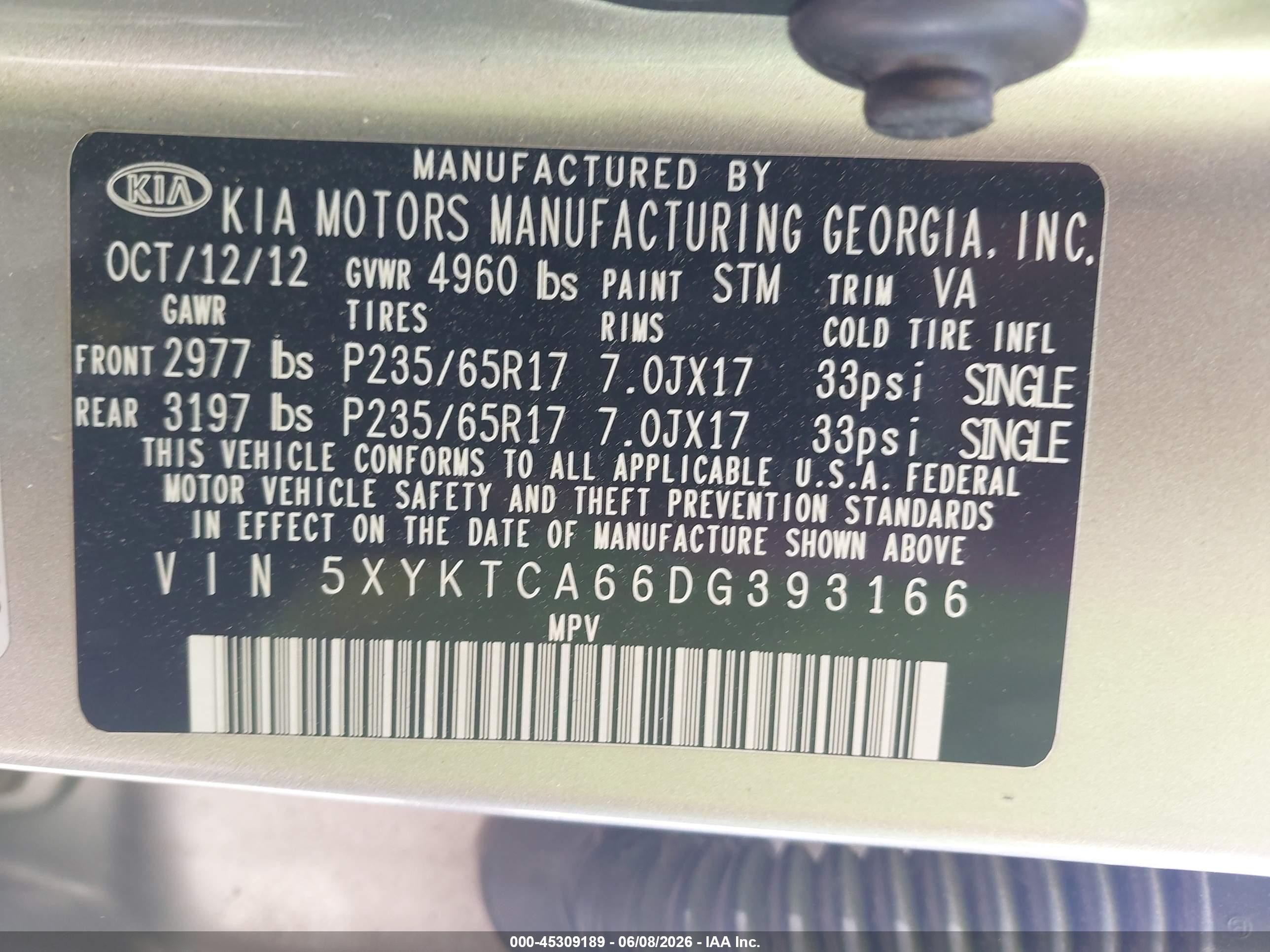 2013 Kia Sorento Lx Silver vin: 5XYKTCA66DG393166
