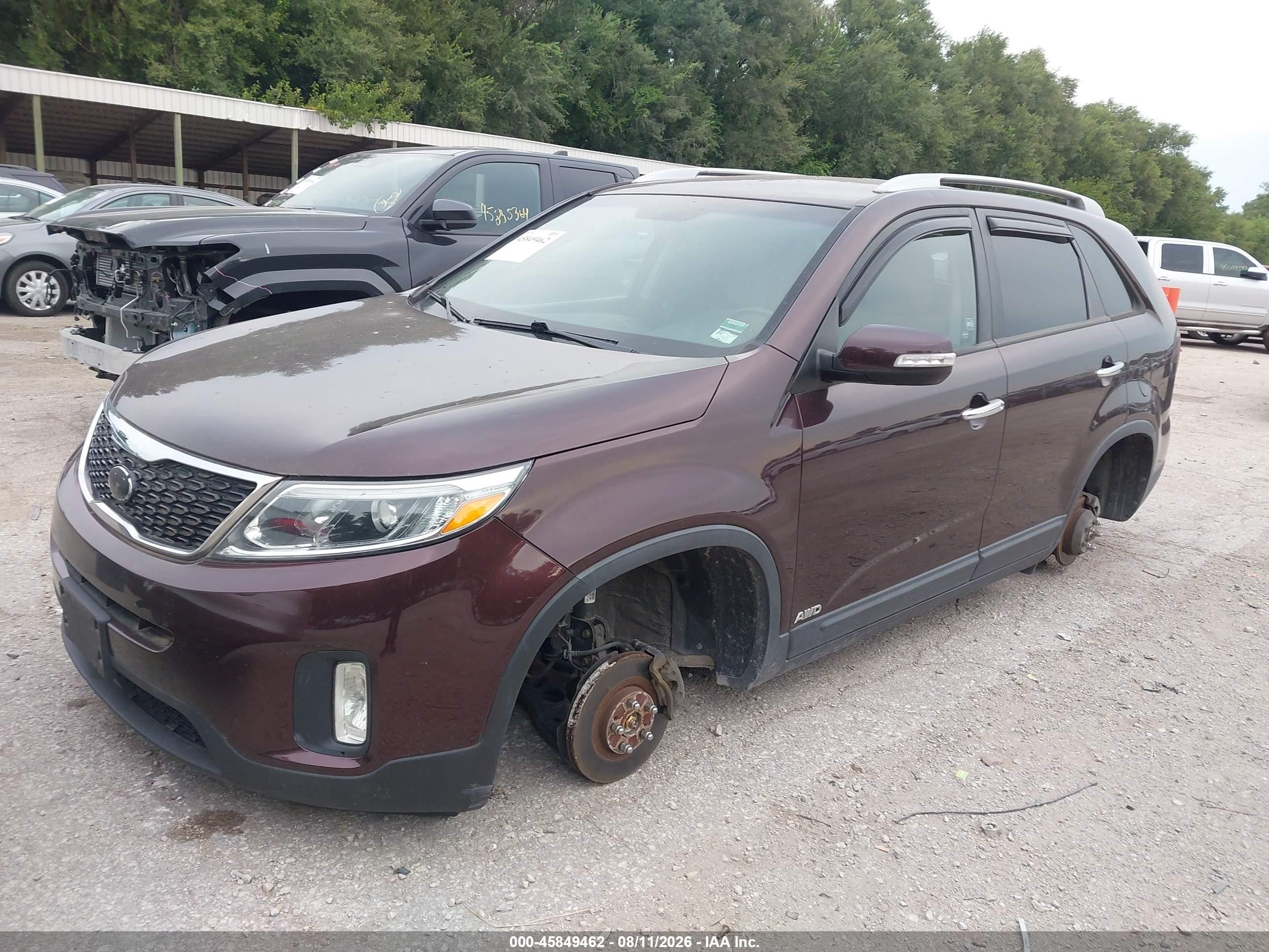 2014 Kia Sorento Lx Бордовый vin: 5XYKTCA66EG497383