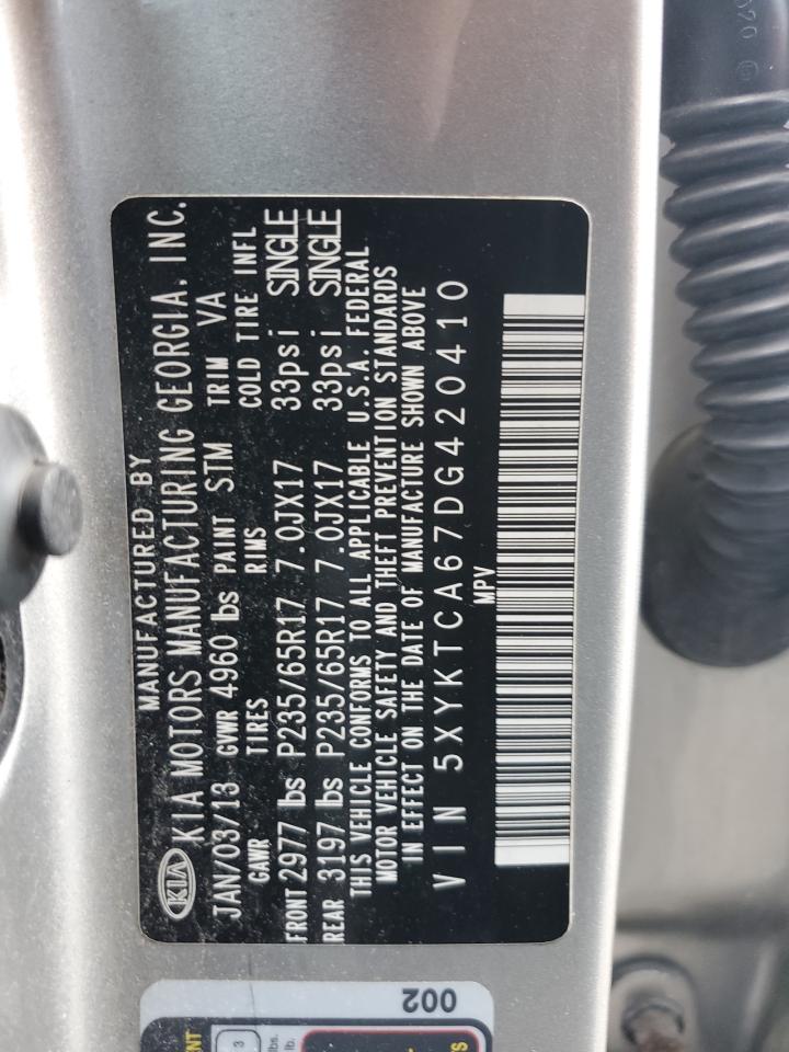2013 Kia Sorento Lx Серебряный vin: 5XYKTCA67DG420410