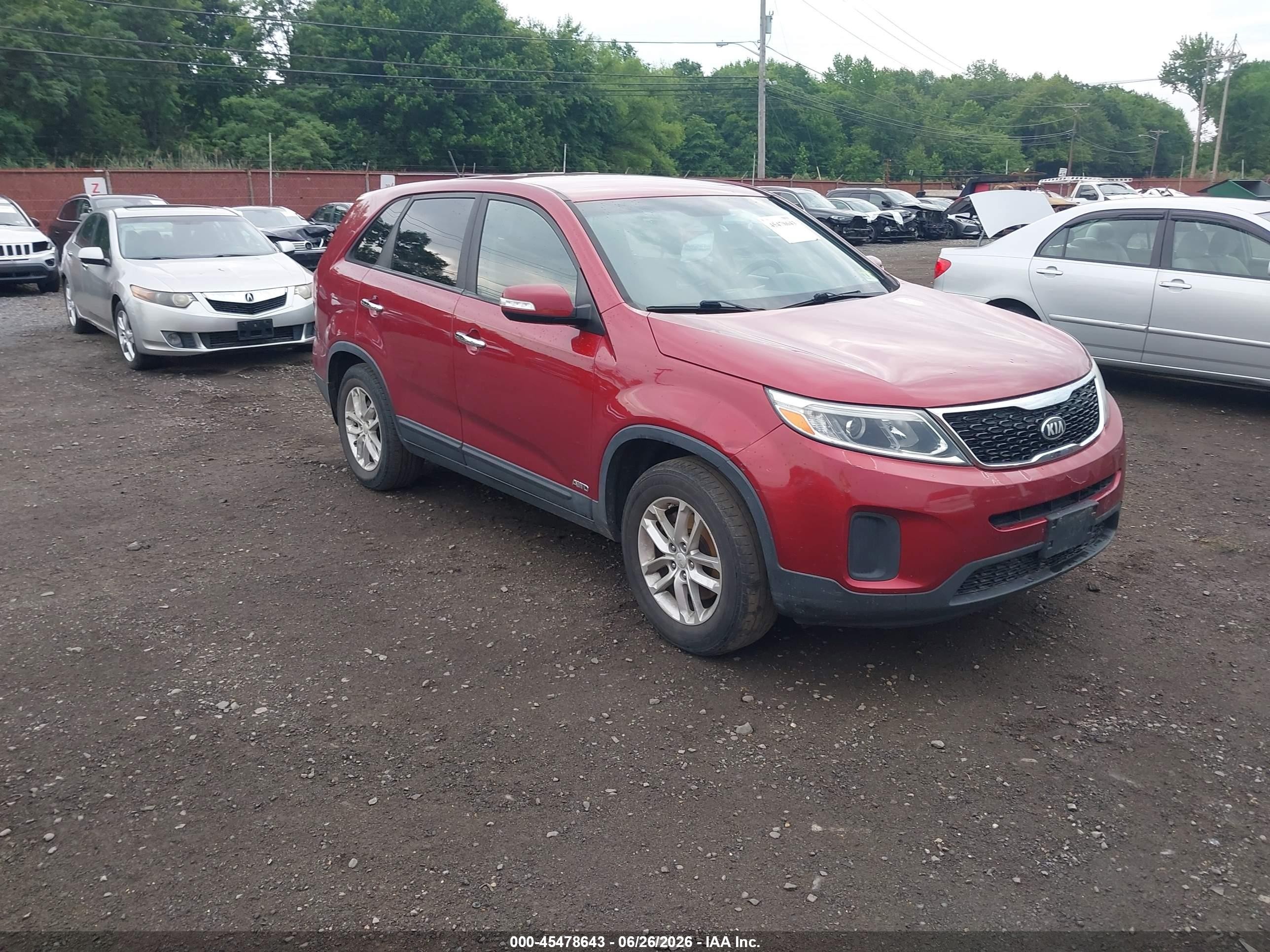 2014 Kia Sorento Lx Red vin: 5XYKTCA67EG488417