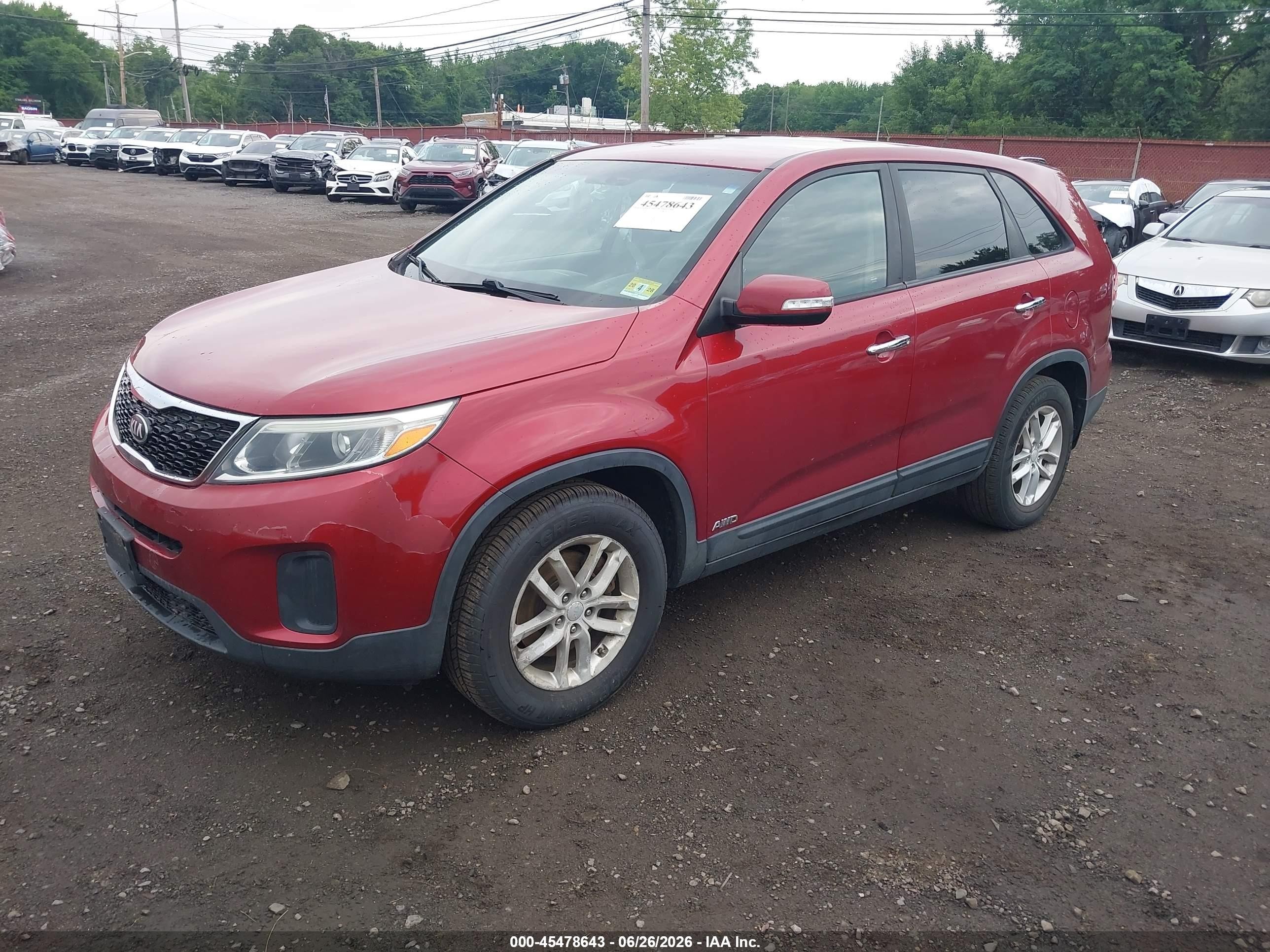 2014 Kia Sorento Lx Red vin: 5XYKTCA67EG488417
