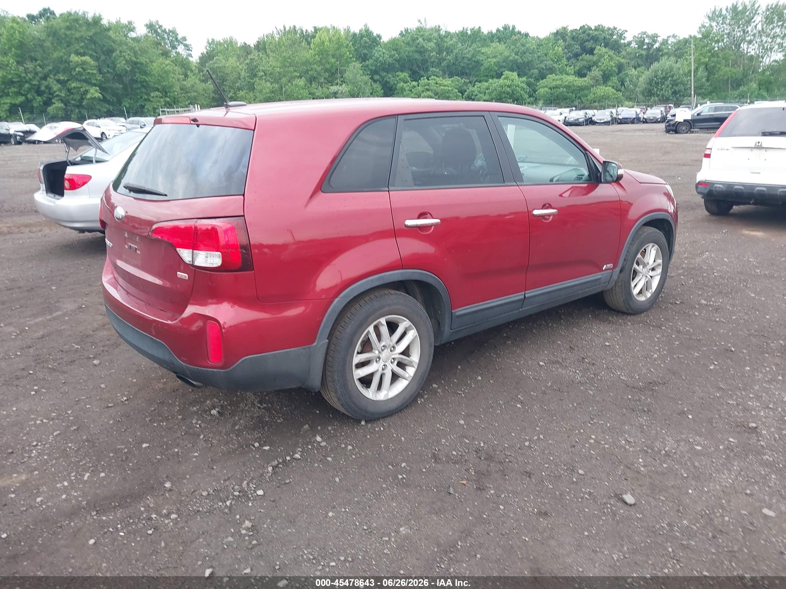 2014 Kia Sorento Lx Red vin: 5XYKTCA67EG488417