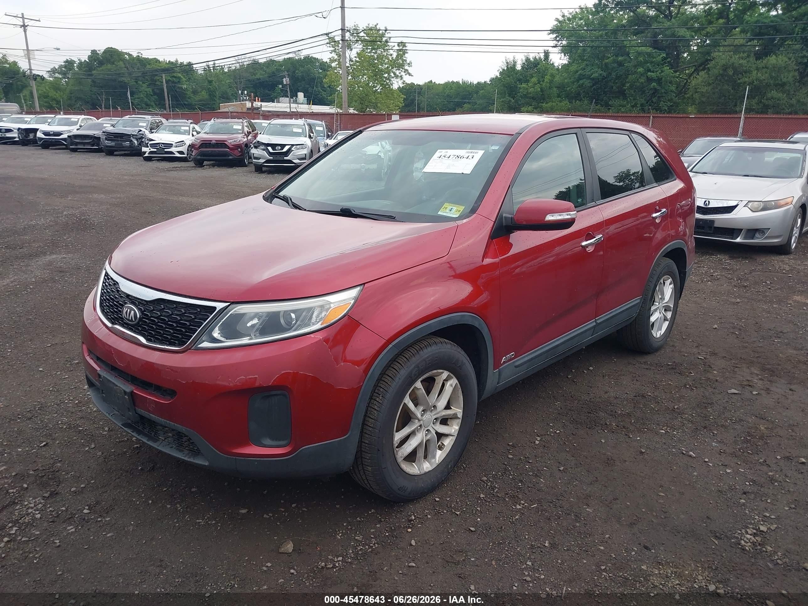 2014 Kia Sorento Lx Red vin: 5XYKTCA67EG488417