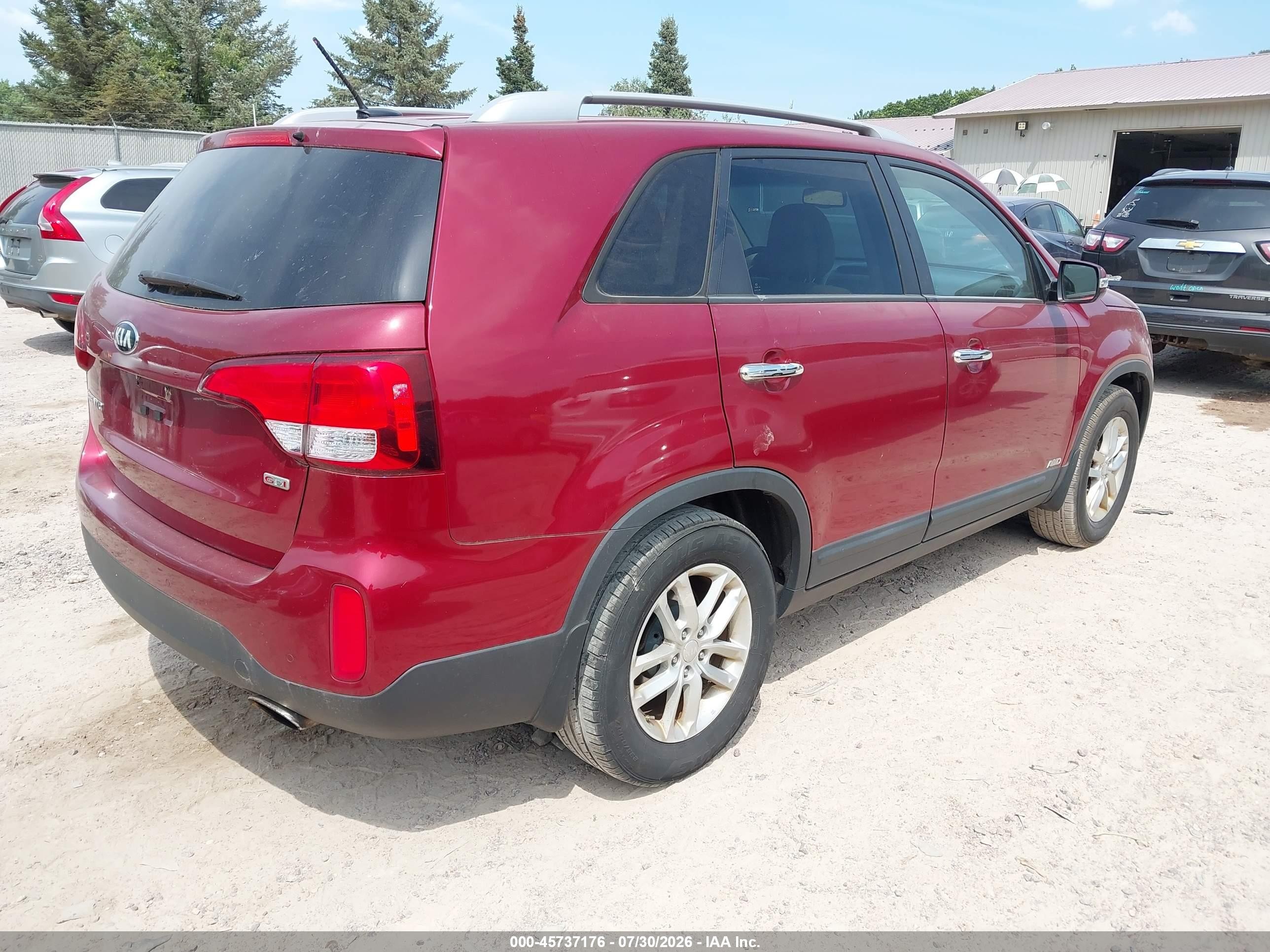 2014 Kia Sorento Lx Red vin: 5XYKTCA67EG532240