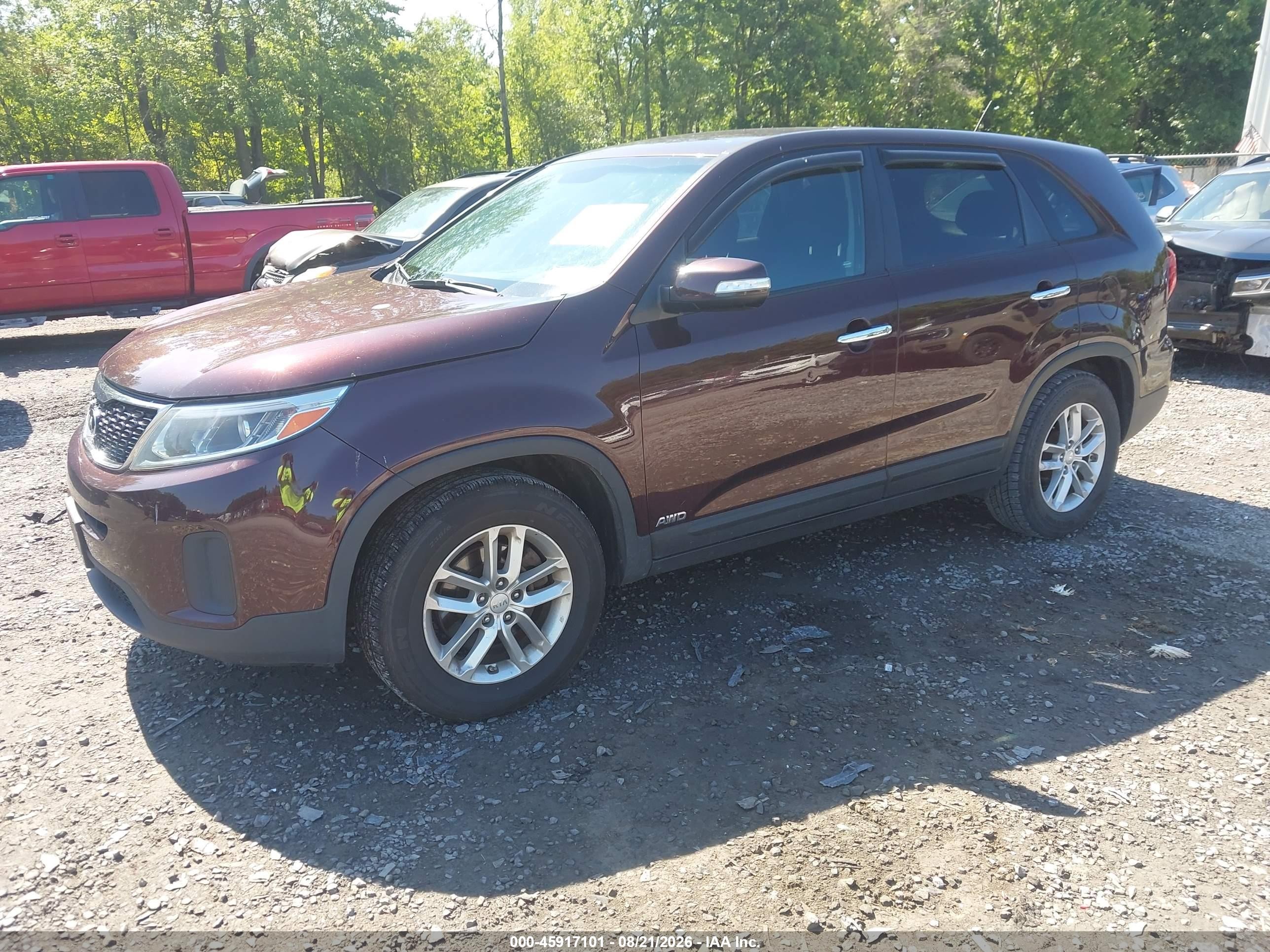 2015 Kia Sorento Lx Burgundy vin: 5XYKTCA67FG634266