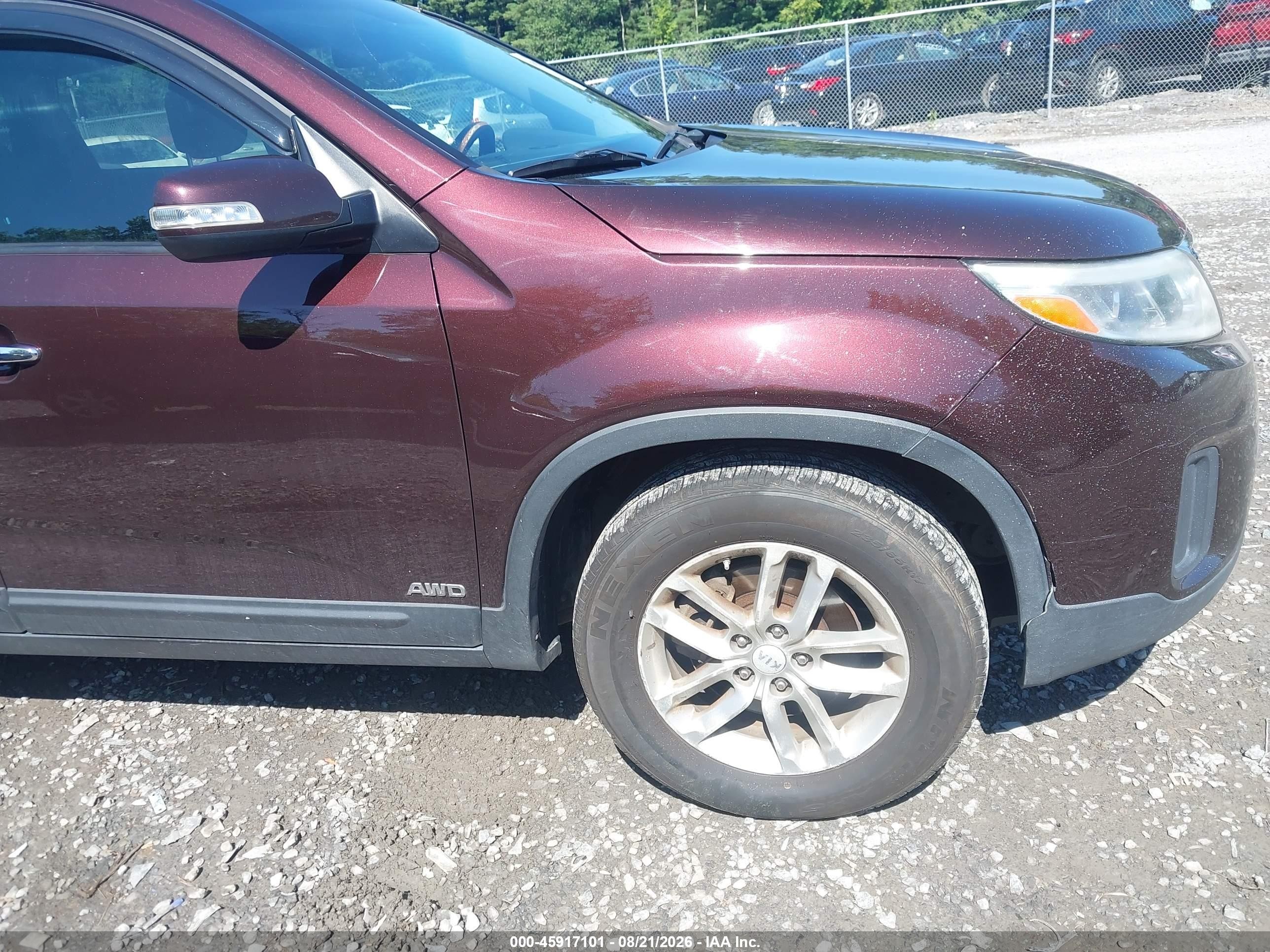 2015 Kia Sorento Lx Burgundy vin: 5XYKTCA67FG634266