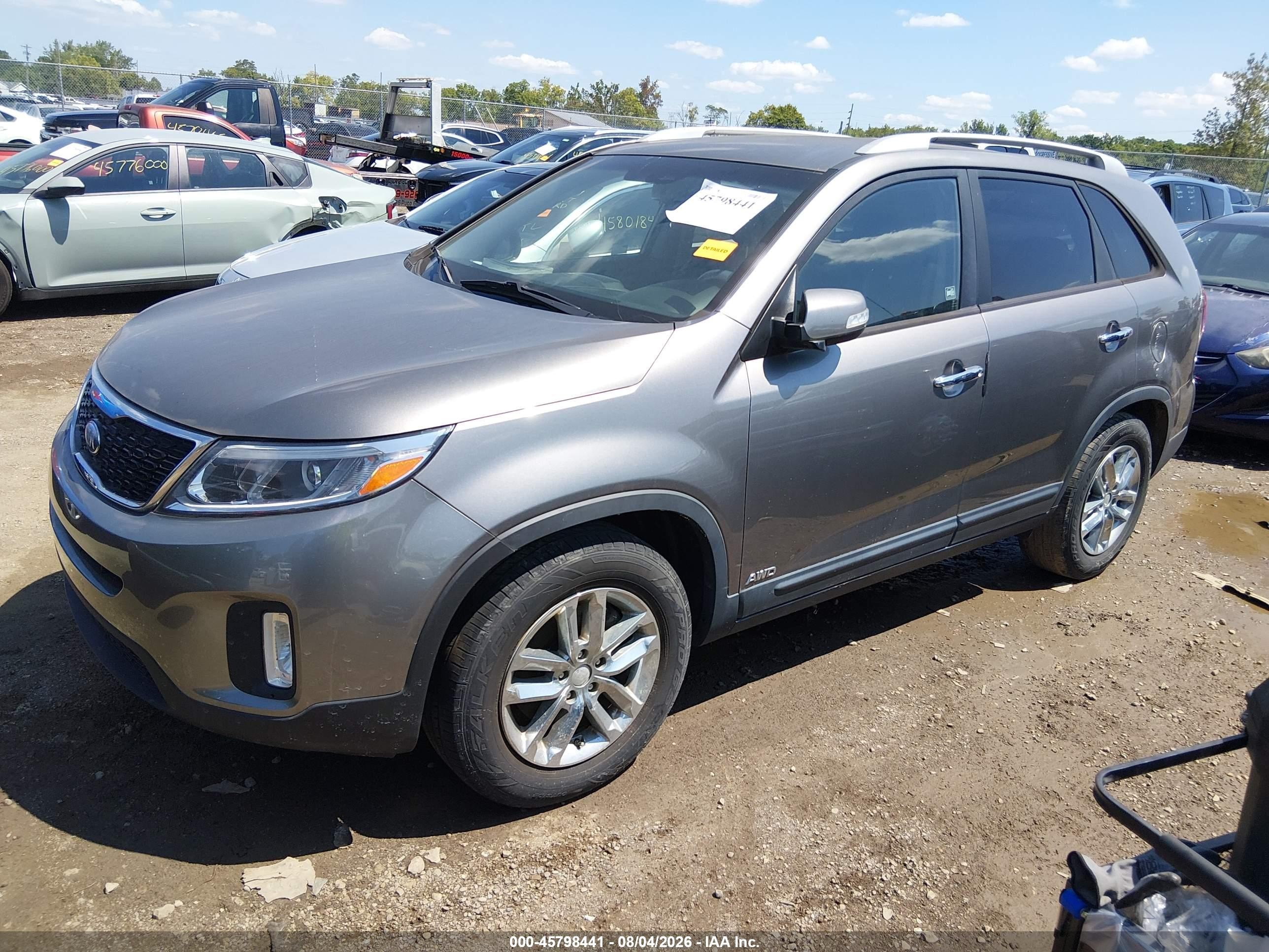 2014 Kia Sorento Lx Gray vin: 5XYKTCA68EG447651