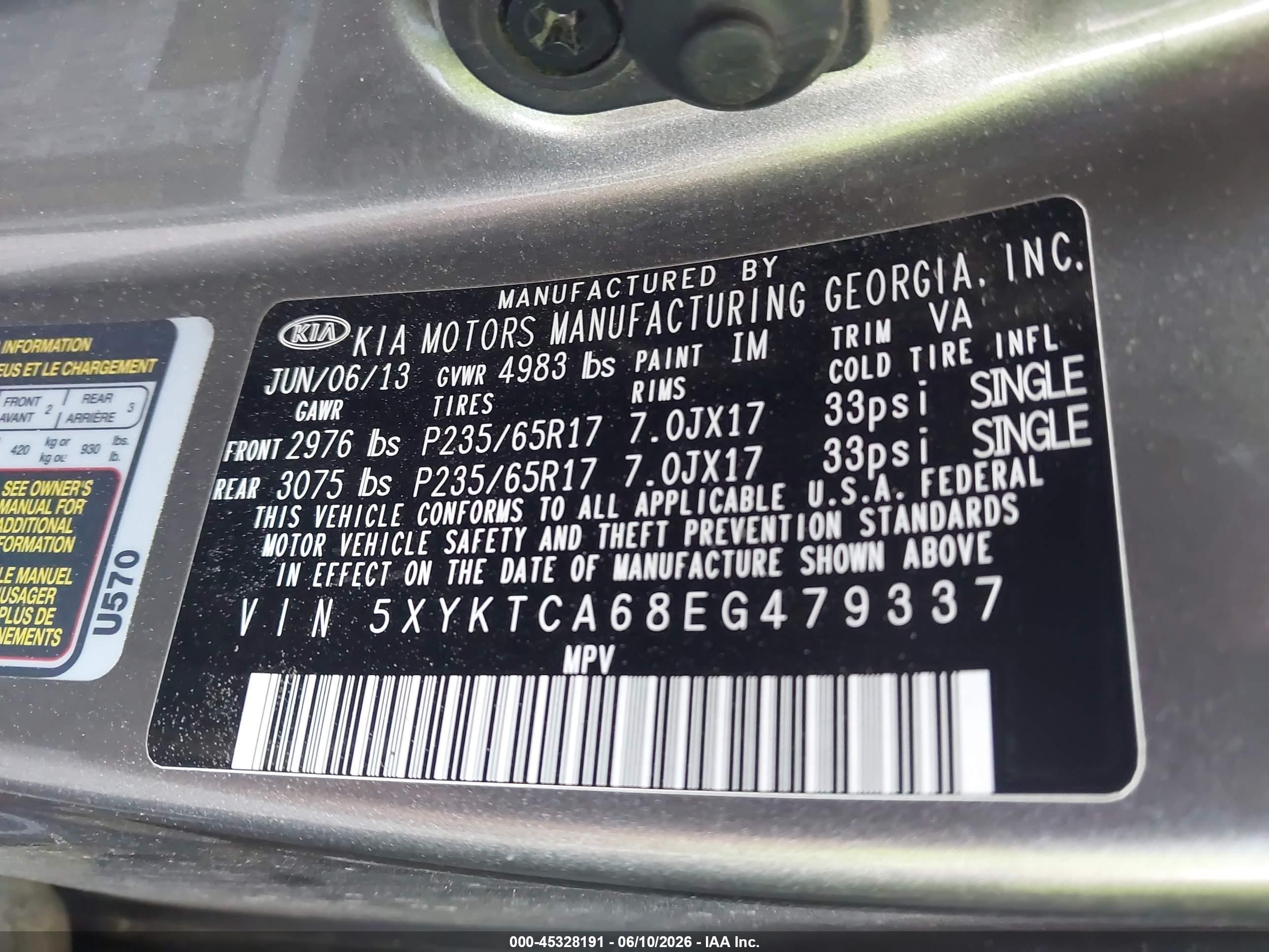 2014 Kia Sorento Lx Gray vin: 5XYKTCA68EG479337