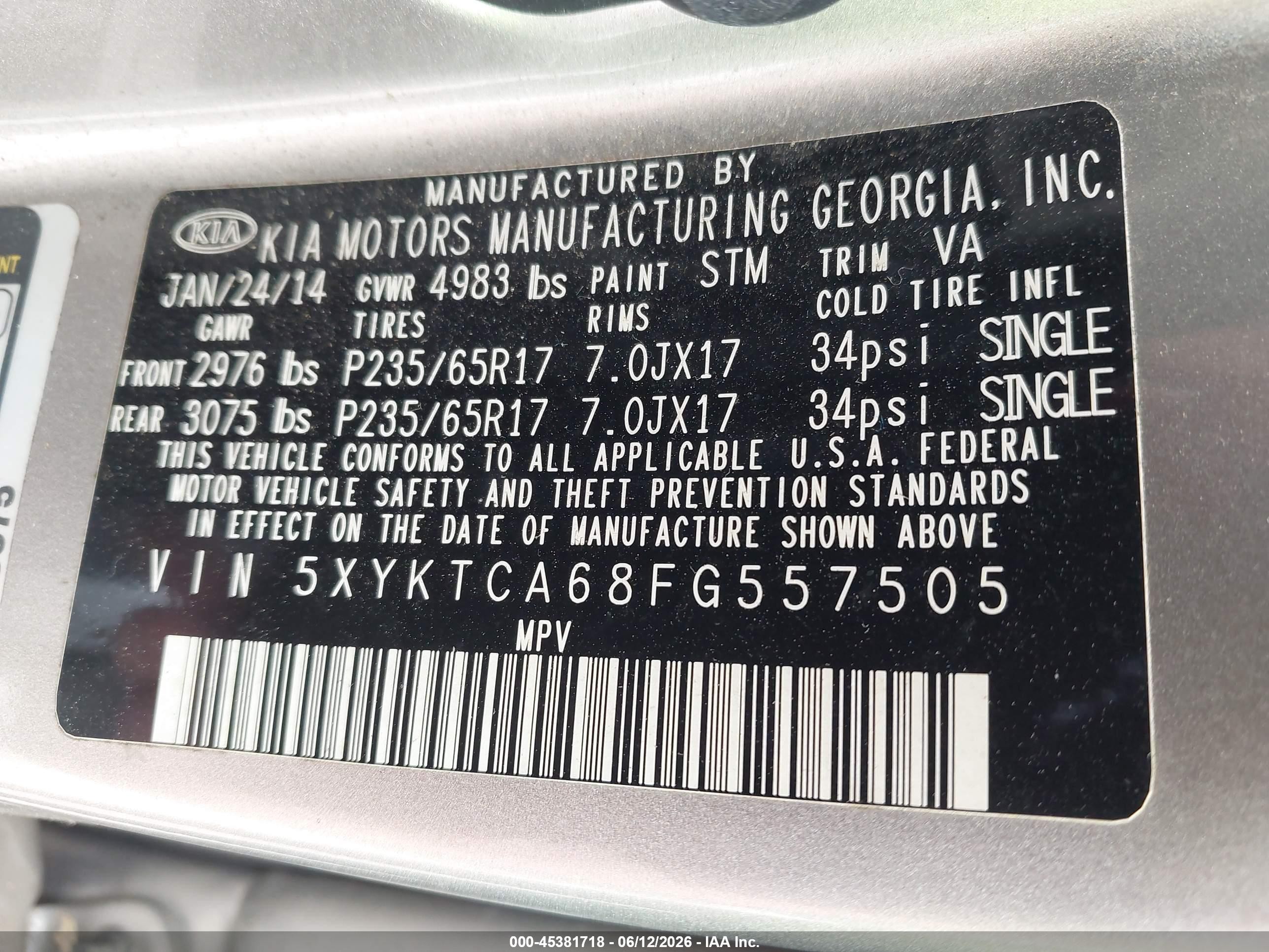 2015 Kia Sorento Lx Silver vin: 5XYKTCA68FG557505