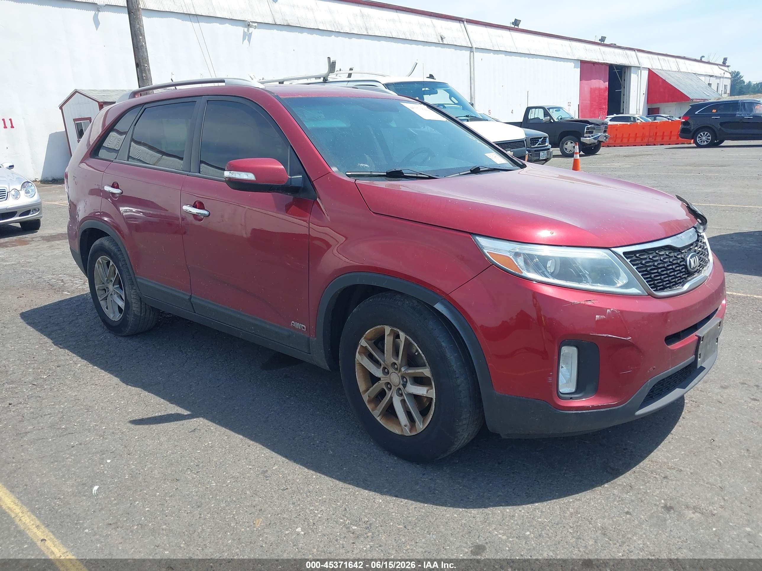 2015 Kia Sorento Lx Red vin: 5XYKTCA68FG585286